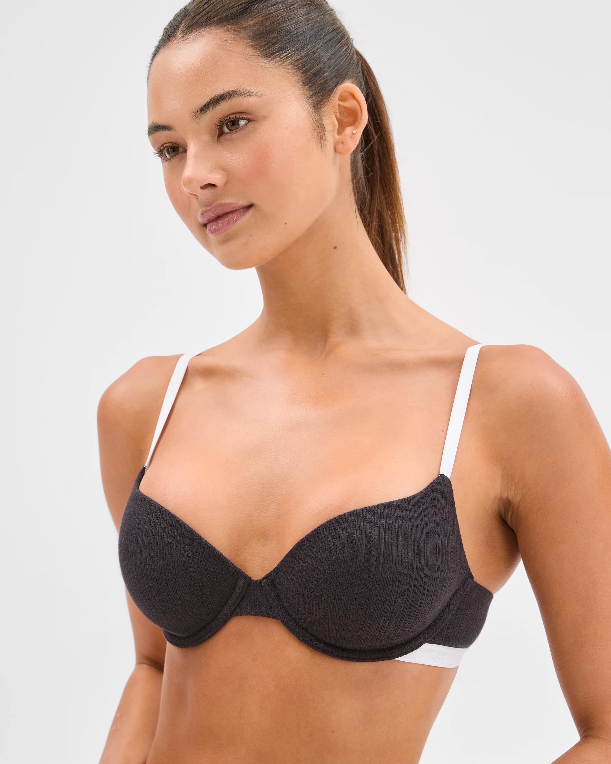 2 Australian Cotton Pointelle Balconette Bra - Lily Loves BLACK, 2 of 3