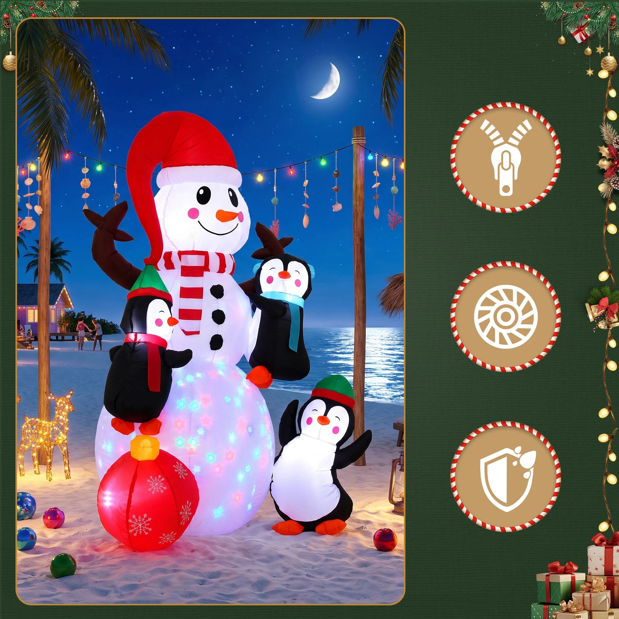 7 Jingle Jollys Christmas Inflatable Snowman 1.8M Height LED Outdoor Decorations Illuminated - Multi, 7 of 9