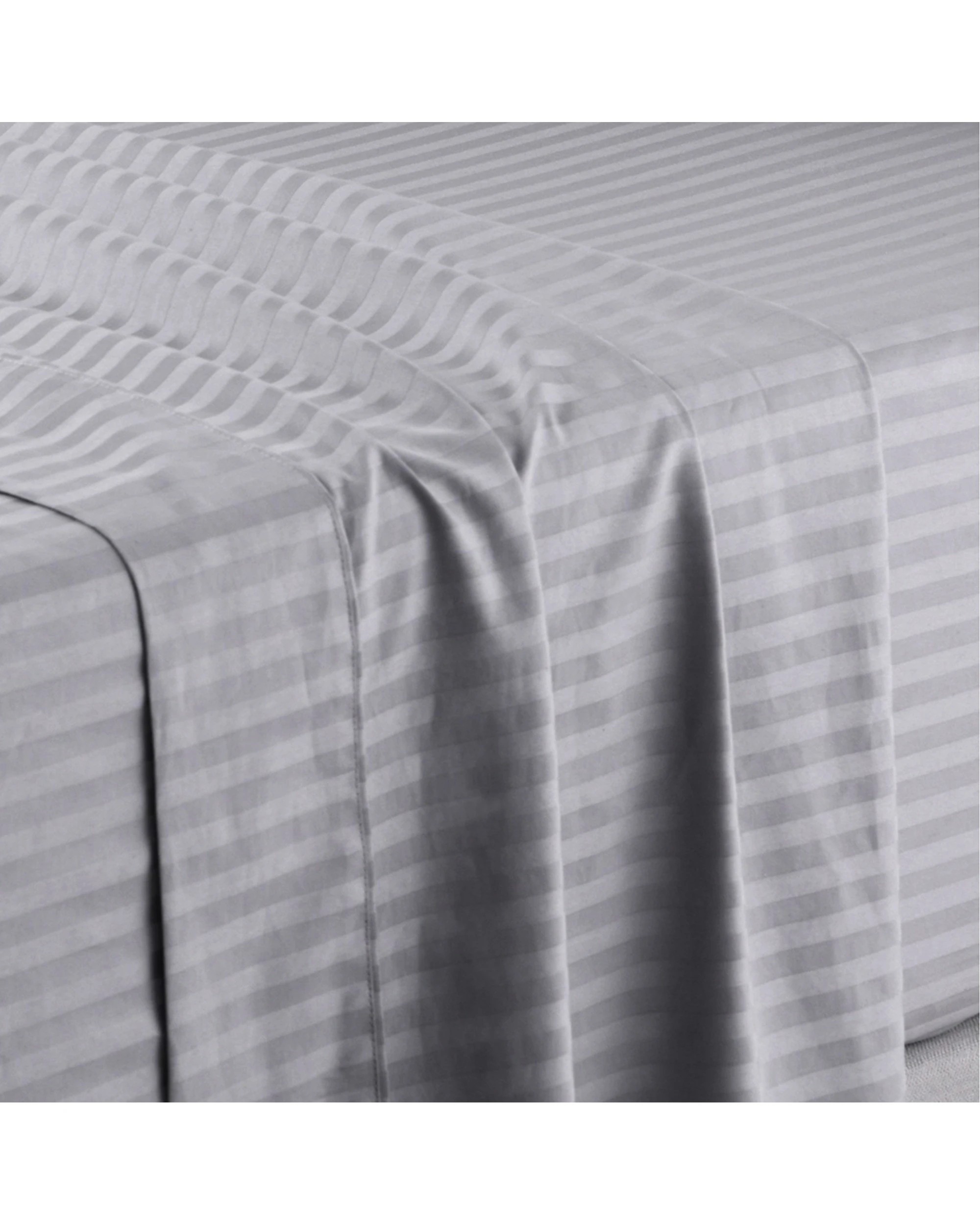 3 Onkaparinga Cotton Sheet Set w/Pillowcases Chilton Stripe - Queen Bed - Silver, 3 of 3
