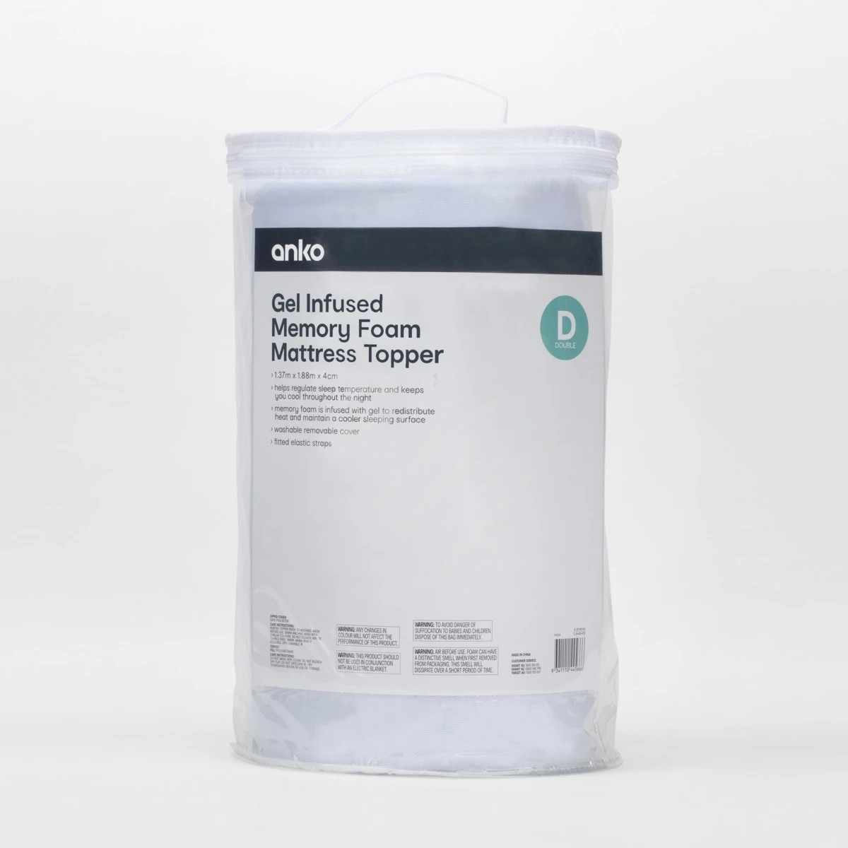 1 Gel Infused Memory Foam Mattress Topper - Double Bed, White, 1 of 5