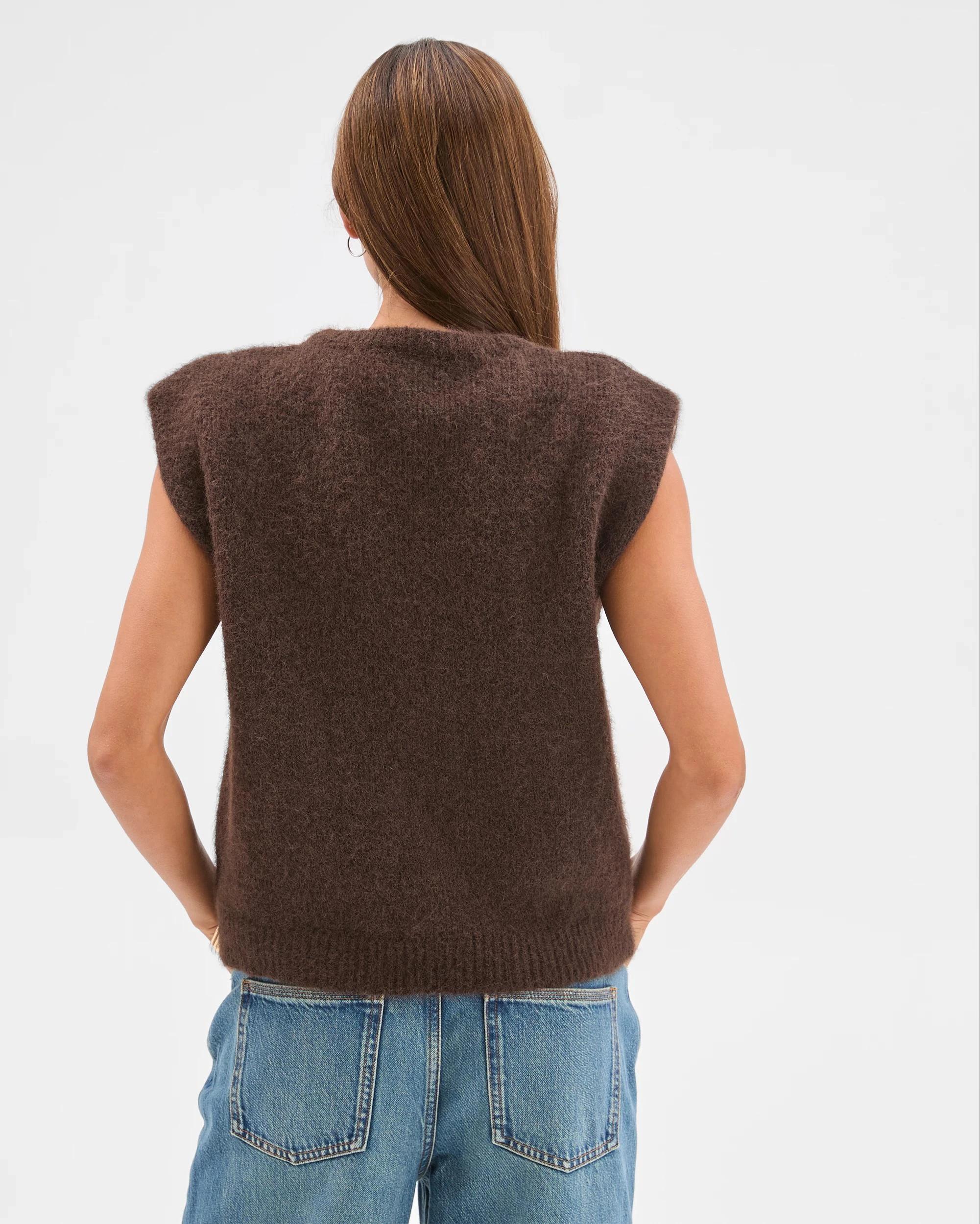 8 Lily Loves Exaggerated Shoulder Knit Vest TRUFFLE, 8 of 8