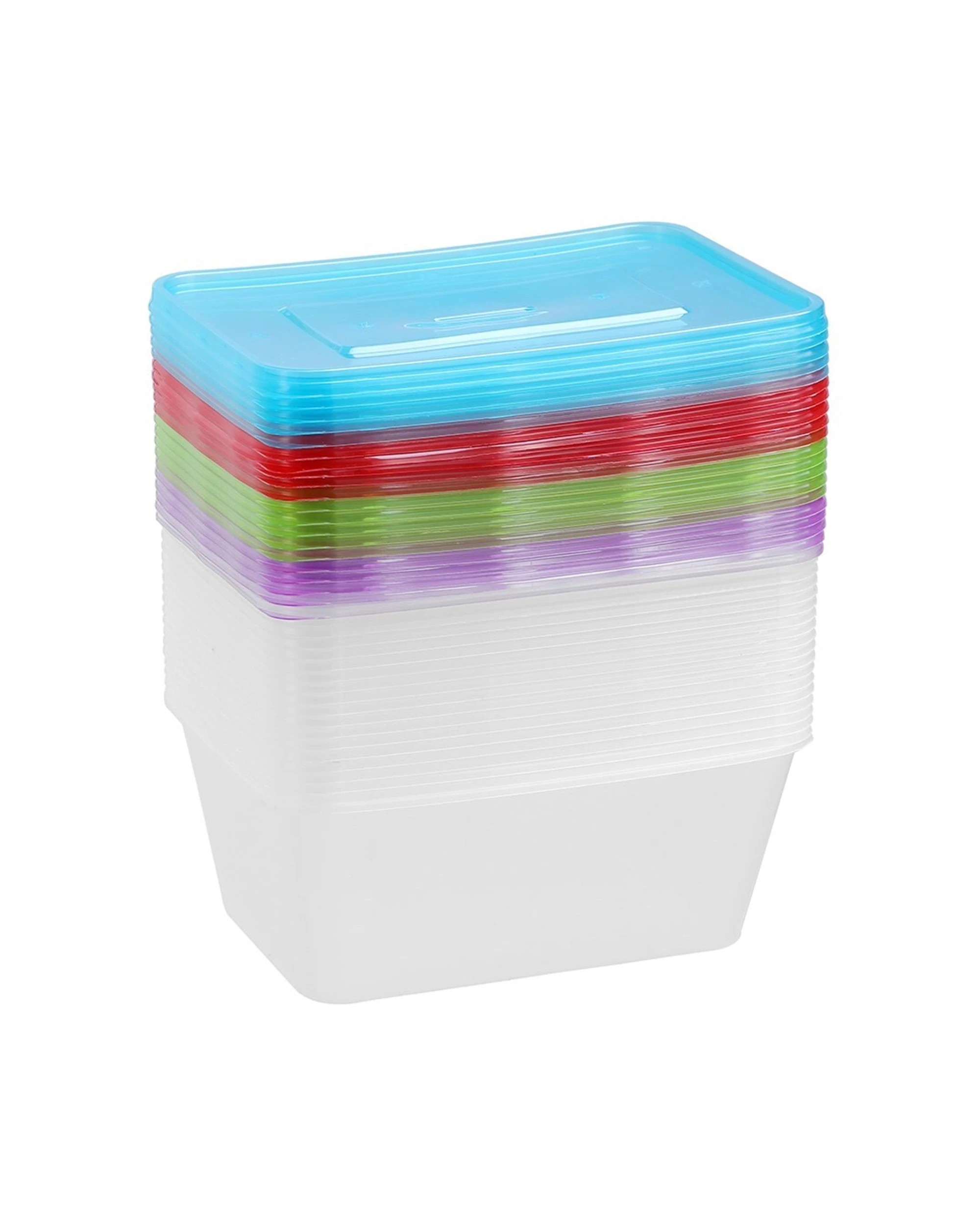 2 20pk Lemon & Lime Rectangle 1l Reusable Food/meal Container W/ Coloured Lids
 - Multi, 2 of 6