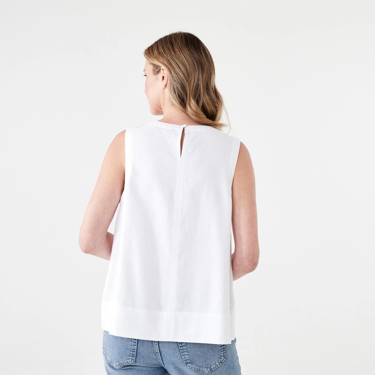 3 Sleeveless Linen Blend Swing Tank WHITE, 3 of 5