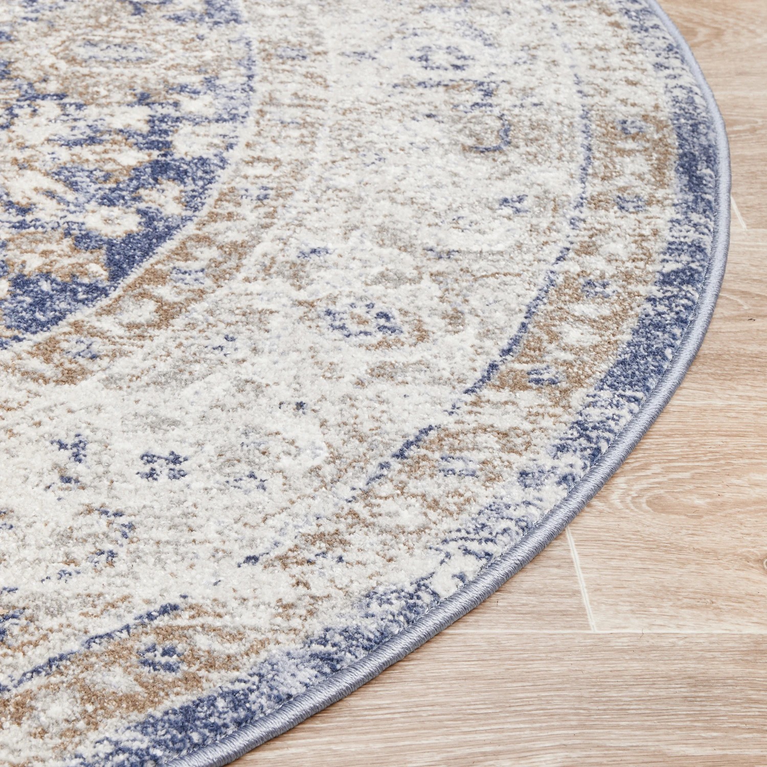 6 Common Ground Rugs Elite Hugo 240x240cm - Large Round Power Loomed Pet Friendly Rug - Blue, 6 of 9
