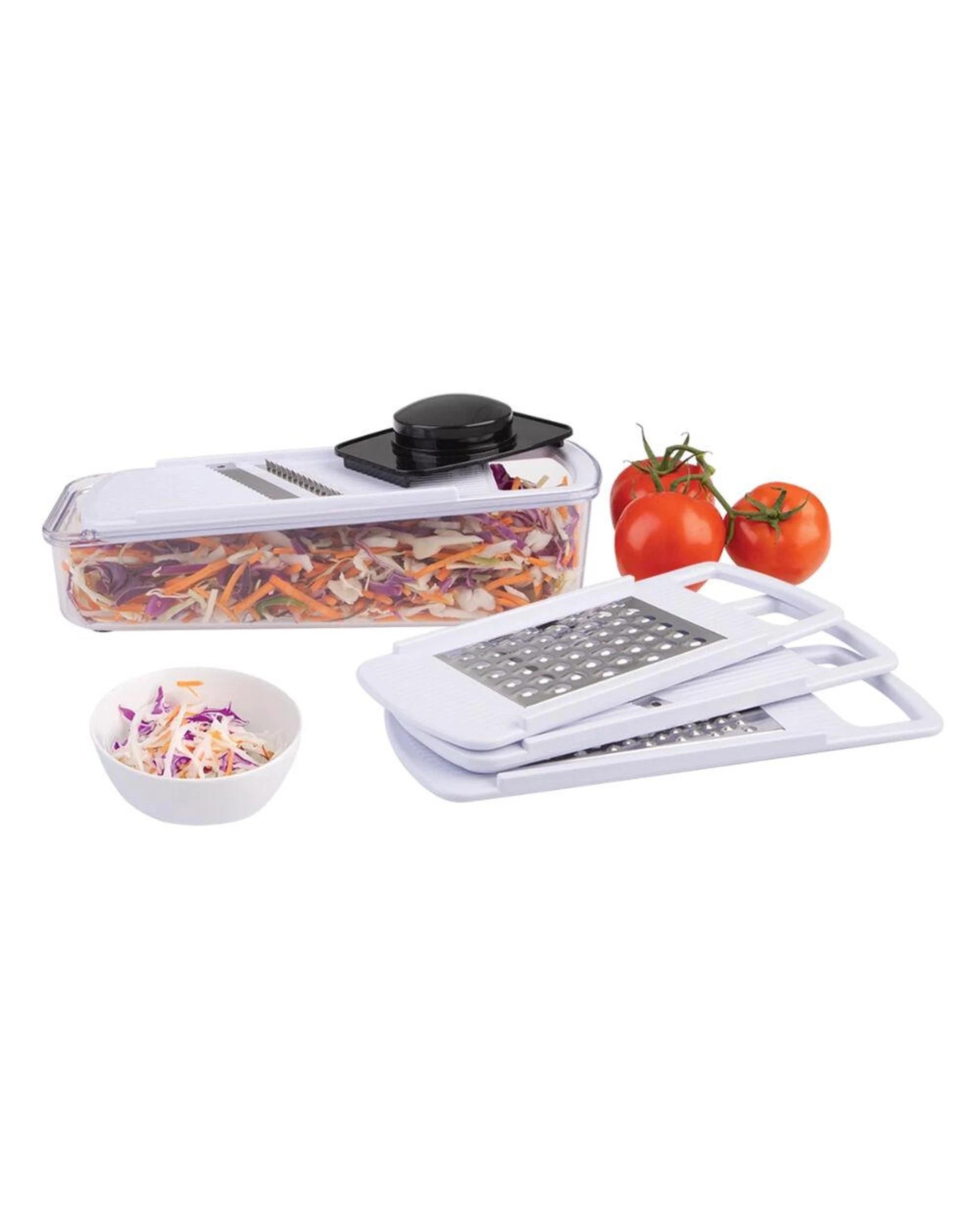 1 Appetito 6 Piece Multi Slicer & Grater Set 4 Blades Vegetable Cutter White, 1 of 8