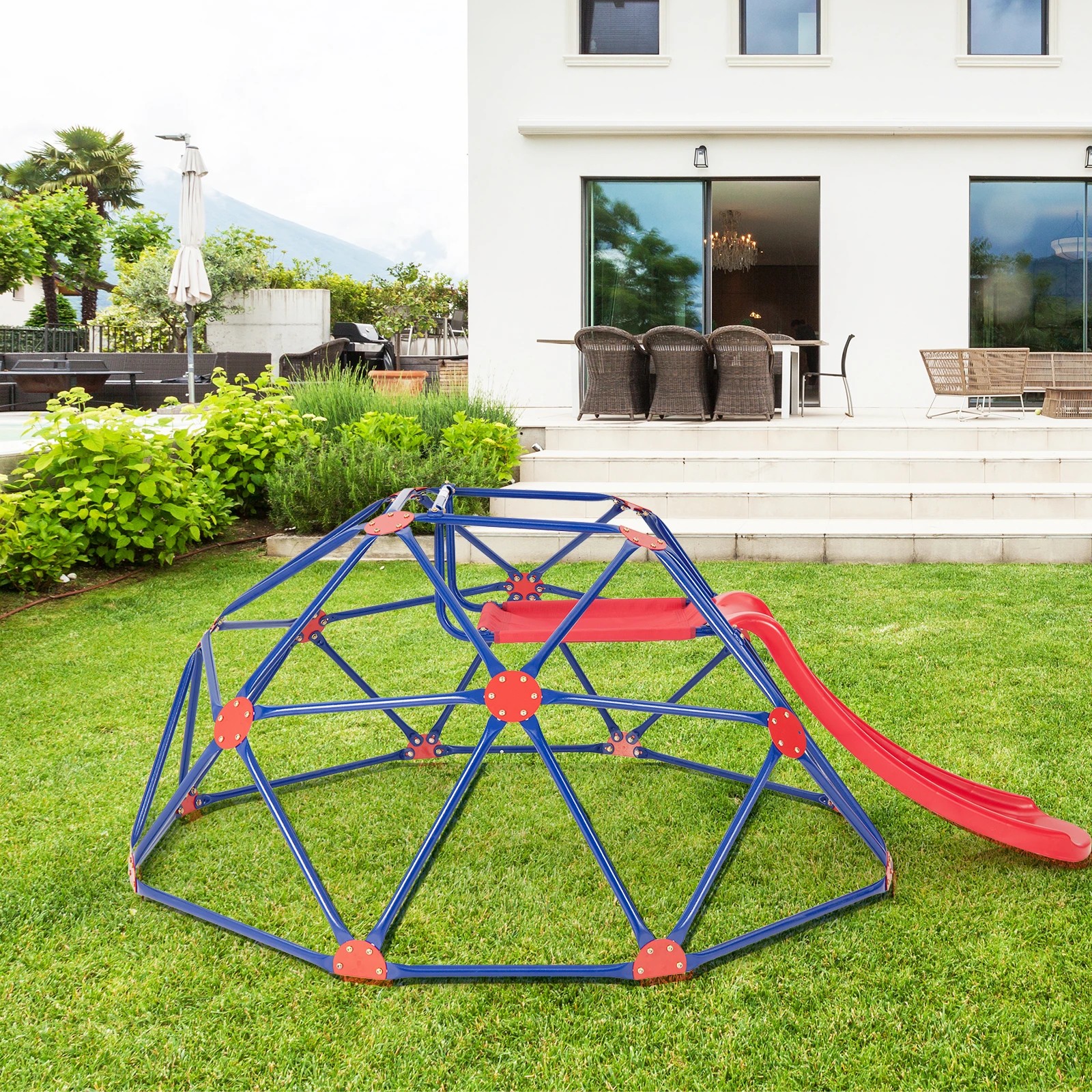 2 Costway Kids Climbing Dome Metal Frame Slide Set, 2 of 5