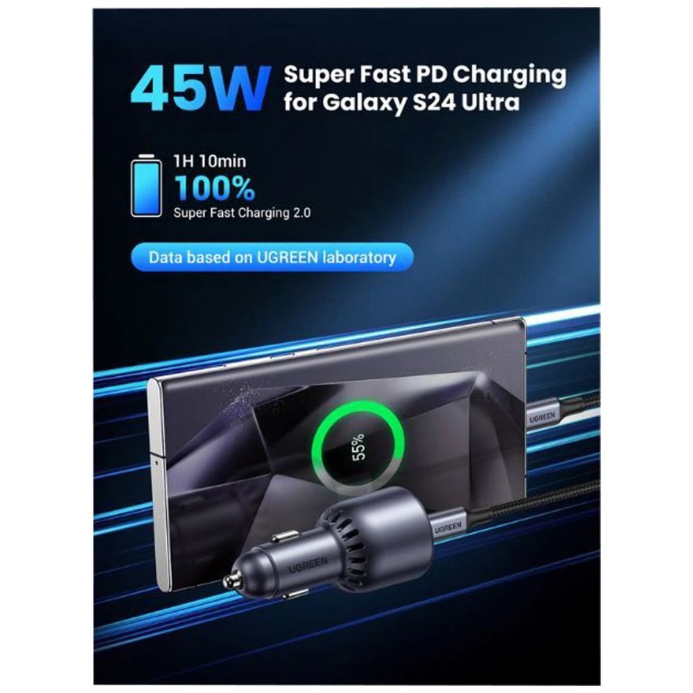3 UGREEN 63W 2-Port Car Charger Black, 3 of 7
