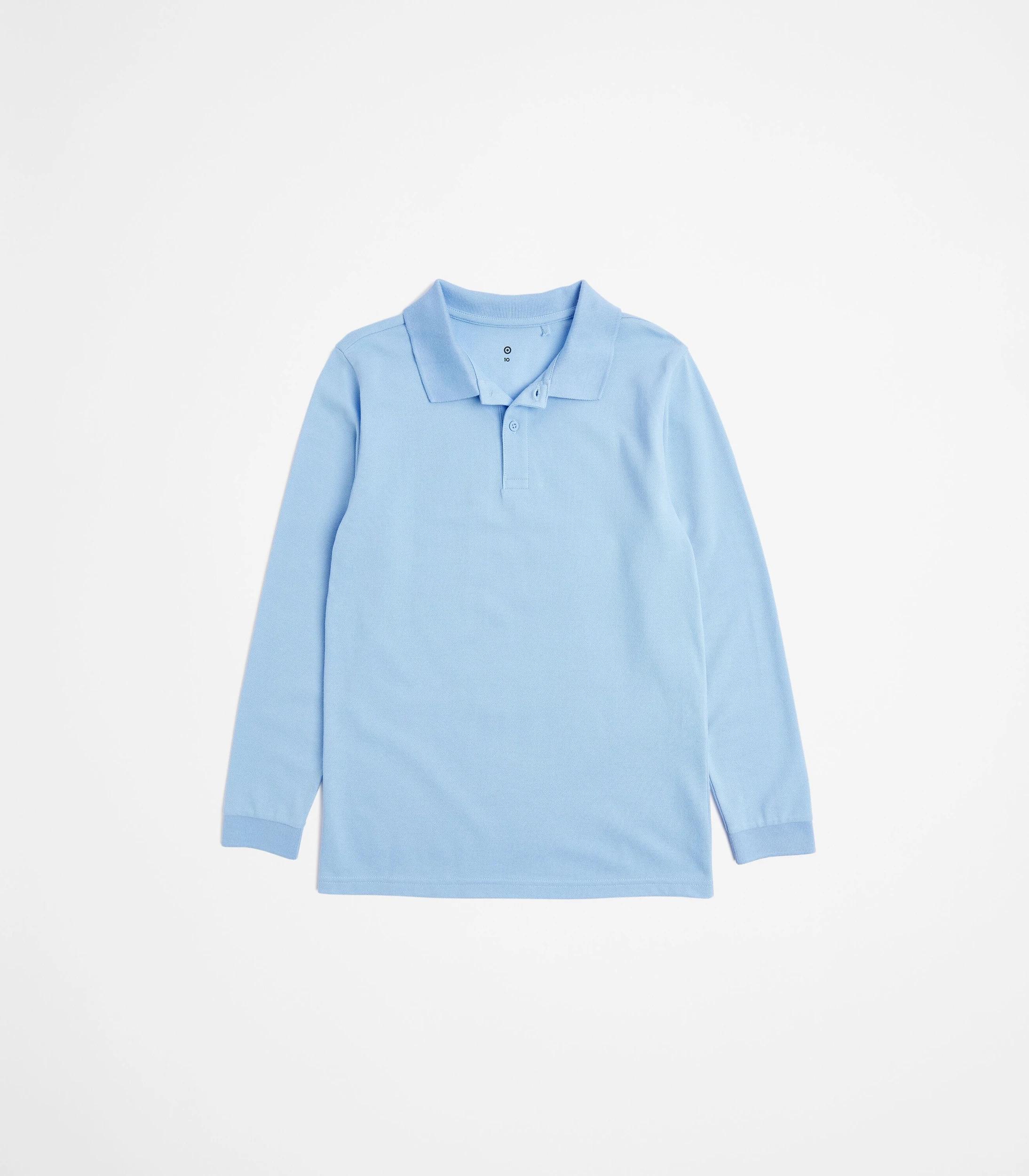 1 Target Kids Australian Cotton 2 Pack School Long Sleeve Polo Top SKY BLUE, 1 of 5