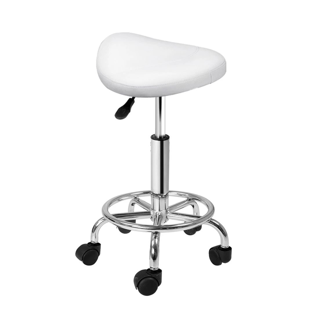 1 Artiss Salon Stool Saddle Swivel Chair - White, 1 of 4