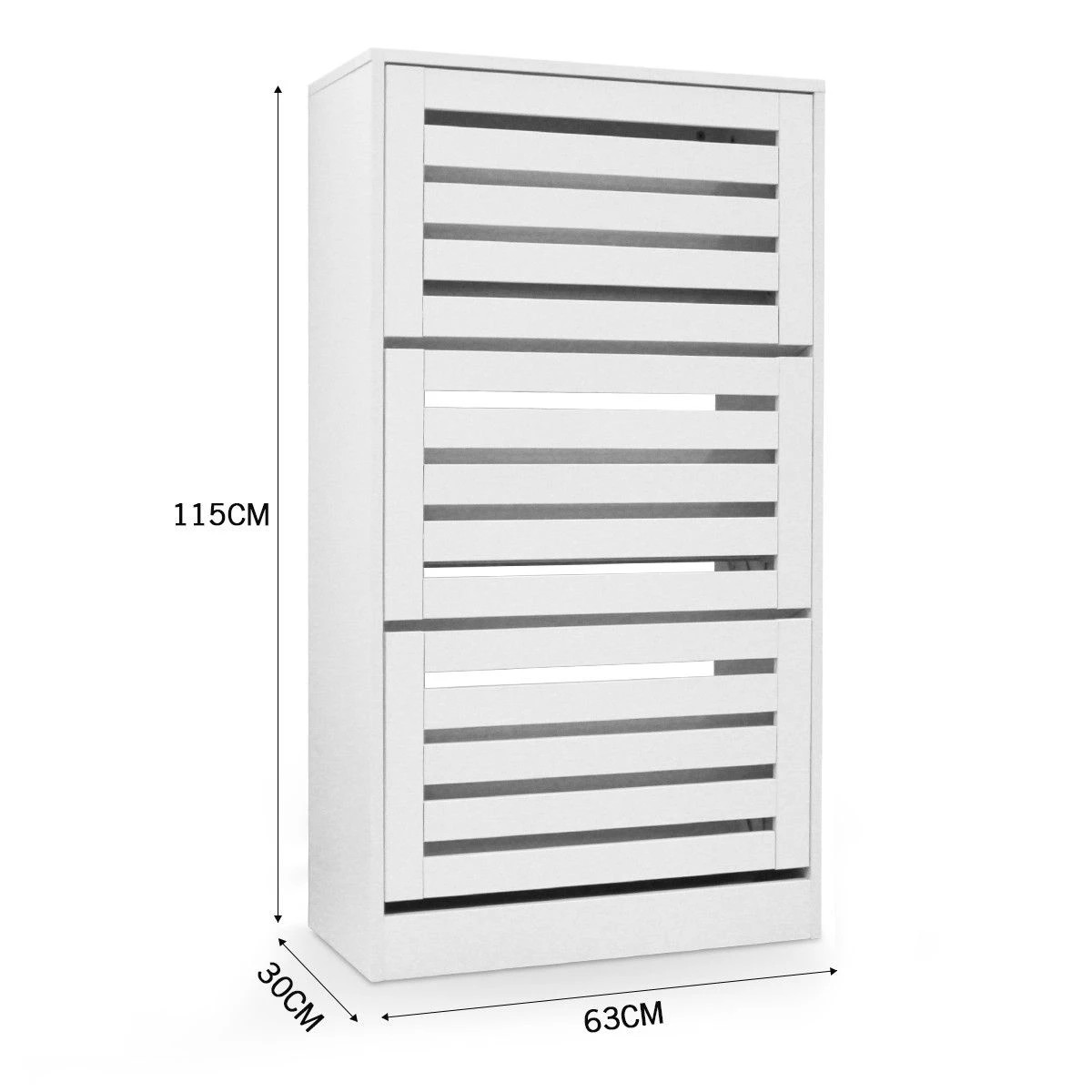 3 Ausway 45 Pair Wood Shoe Storage Cabinet 3 Door Shoe Organizer Rack - White, 3 of 6