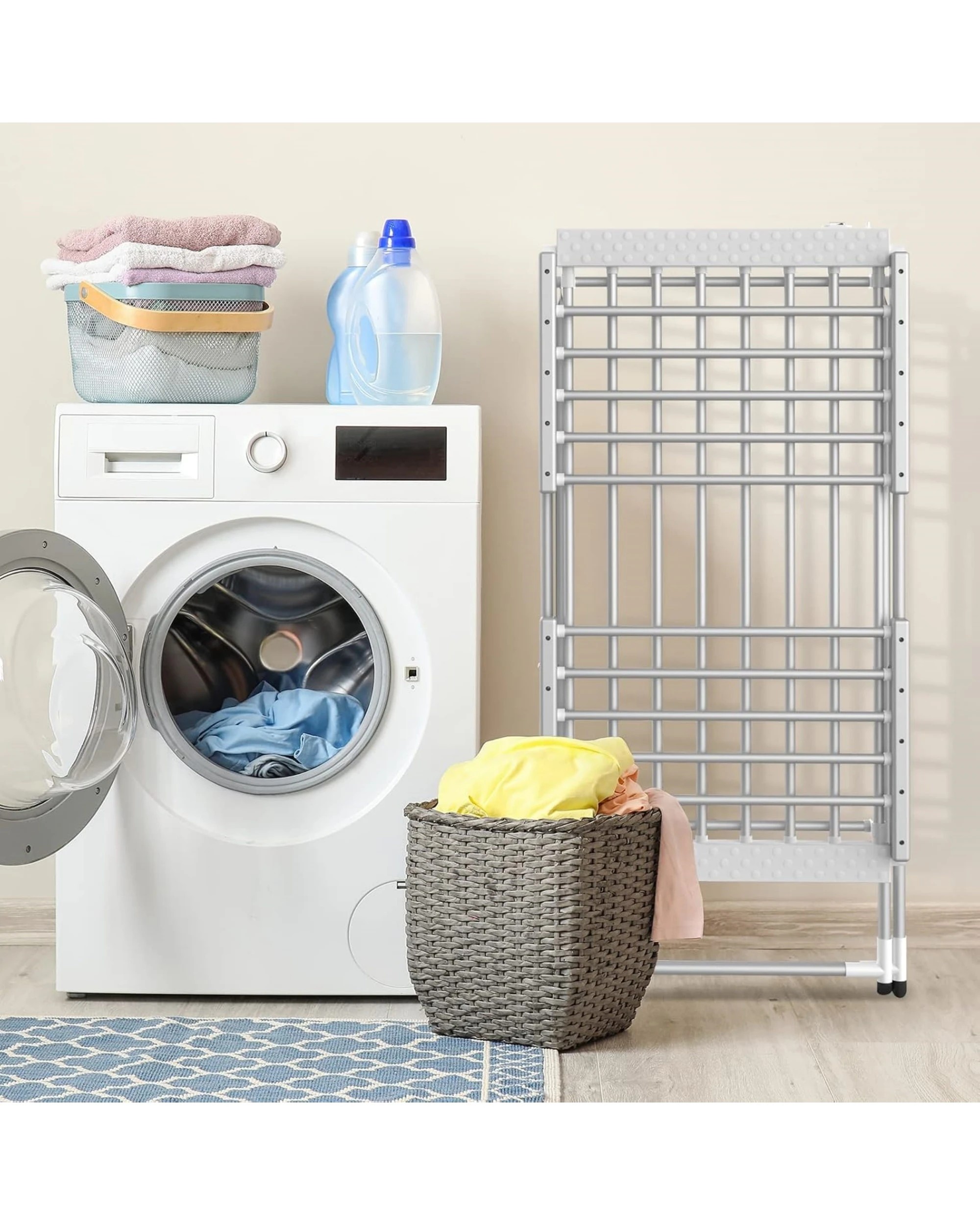 1 Advwin Electric Heated Towel Rack Foldable Standing Drying Rail Clothes Warmer, 1 of 5