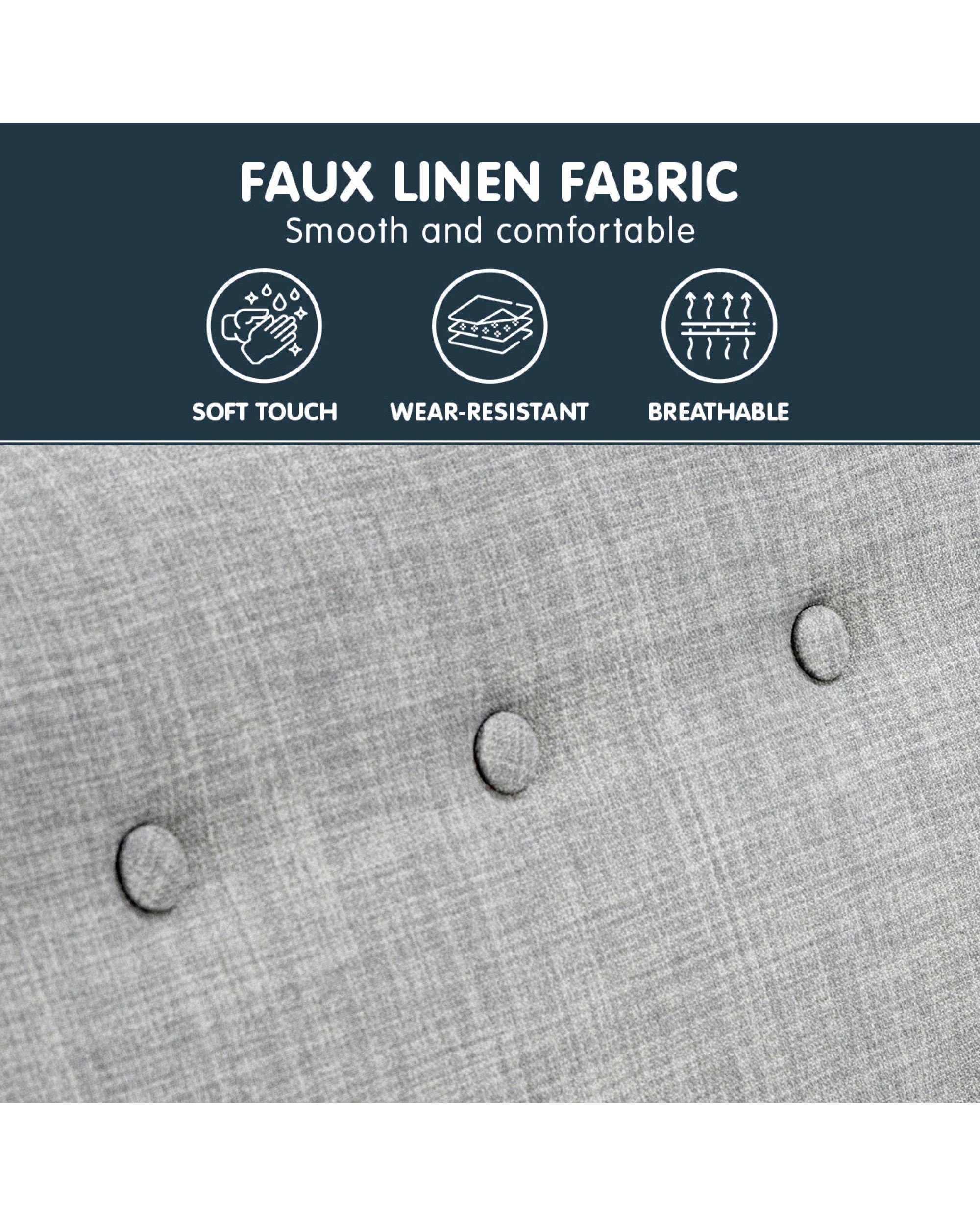 8 Sarantino Linen Corner Sofa Lounge L-shaped Chaise Light Grey, 8 of 10