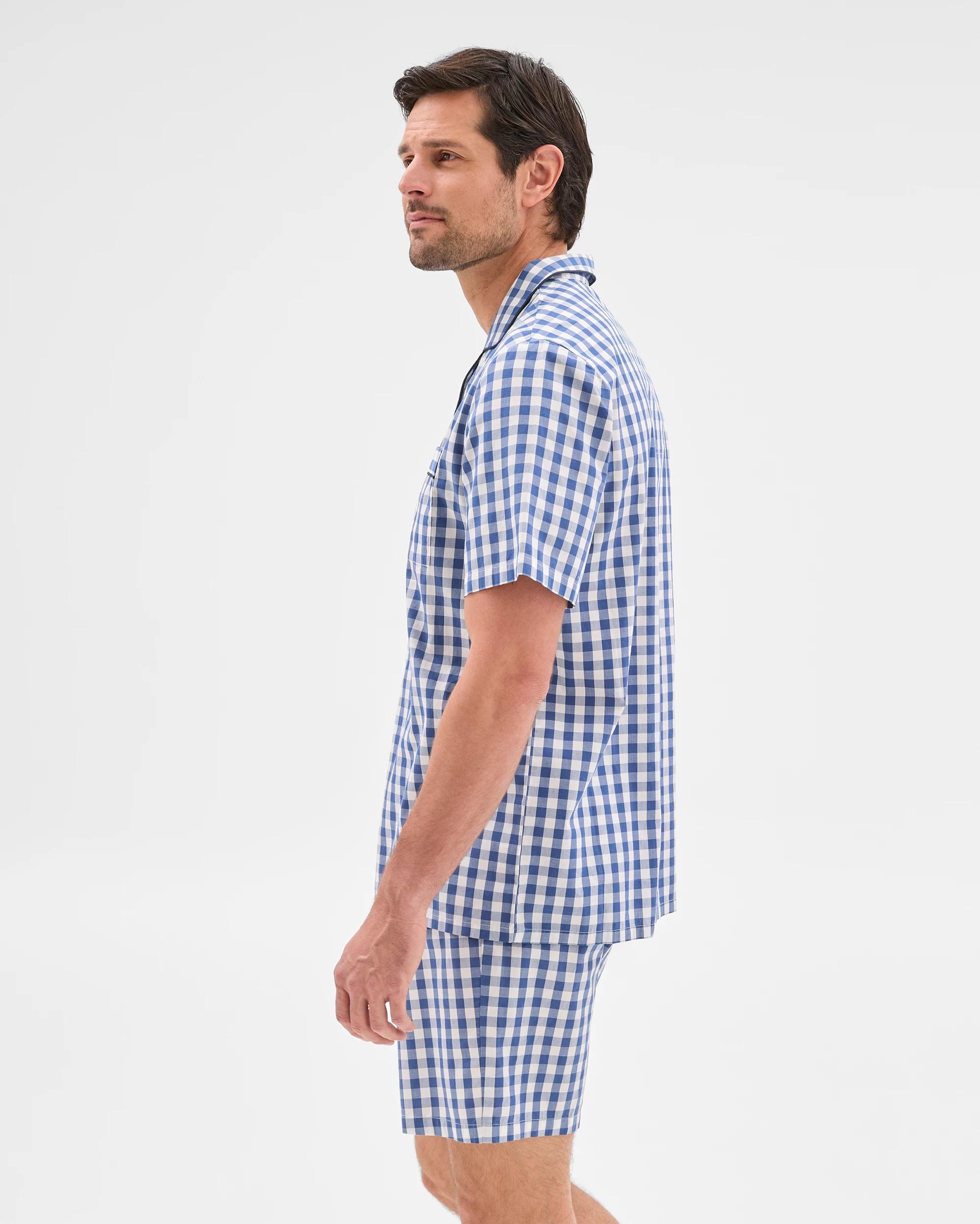 4 Target Mens Poplin Short Pyjama Set BLUE CHECK, 4 of 6