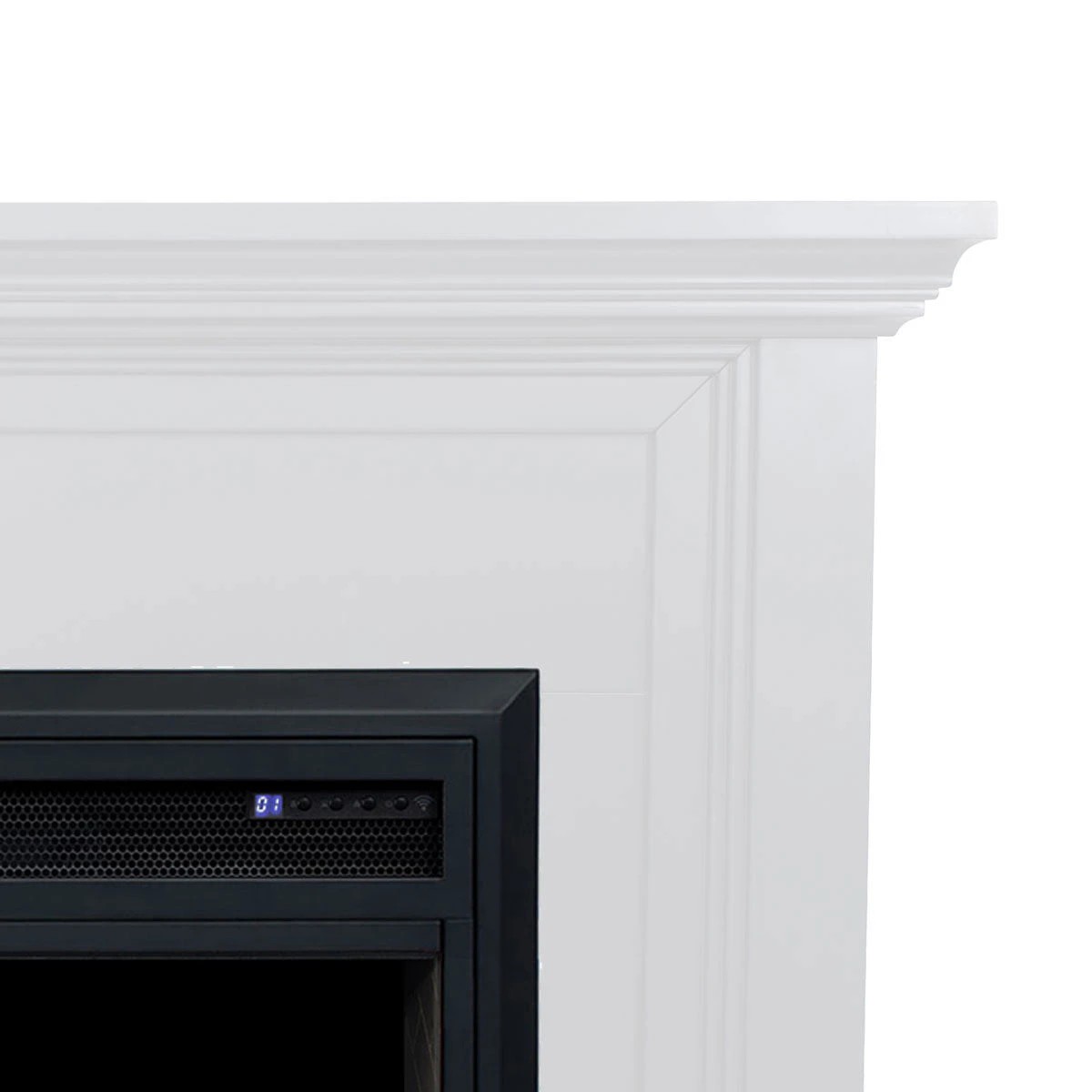 3 Moda Living Kingsley Electric Fireplace Heater White Mantel Suite with Moonlight Insert - White, 3 of 5