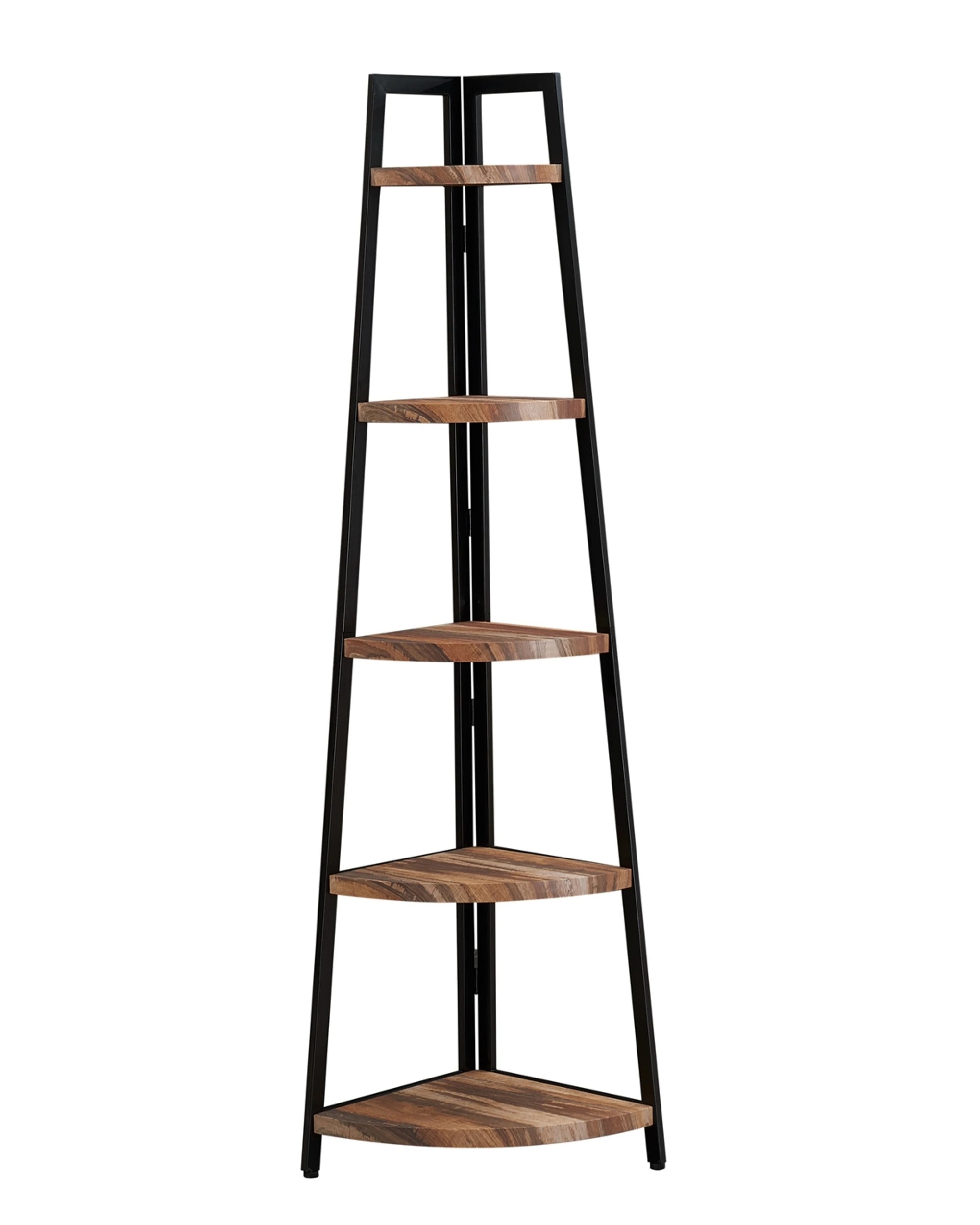 1 IHOMDEC 5 Tier A-Shaped Corner Bookcase - Brown, 1 of 6