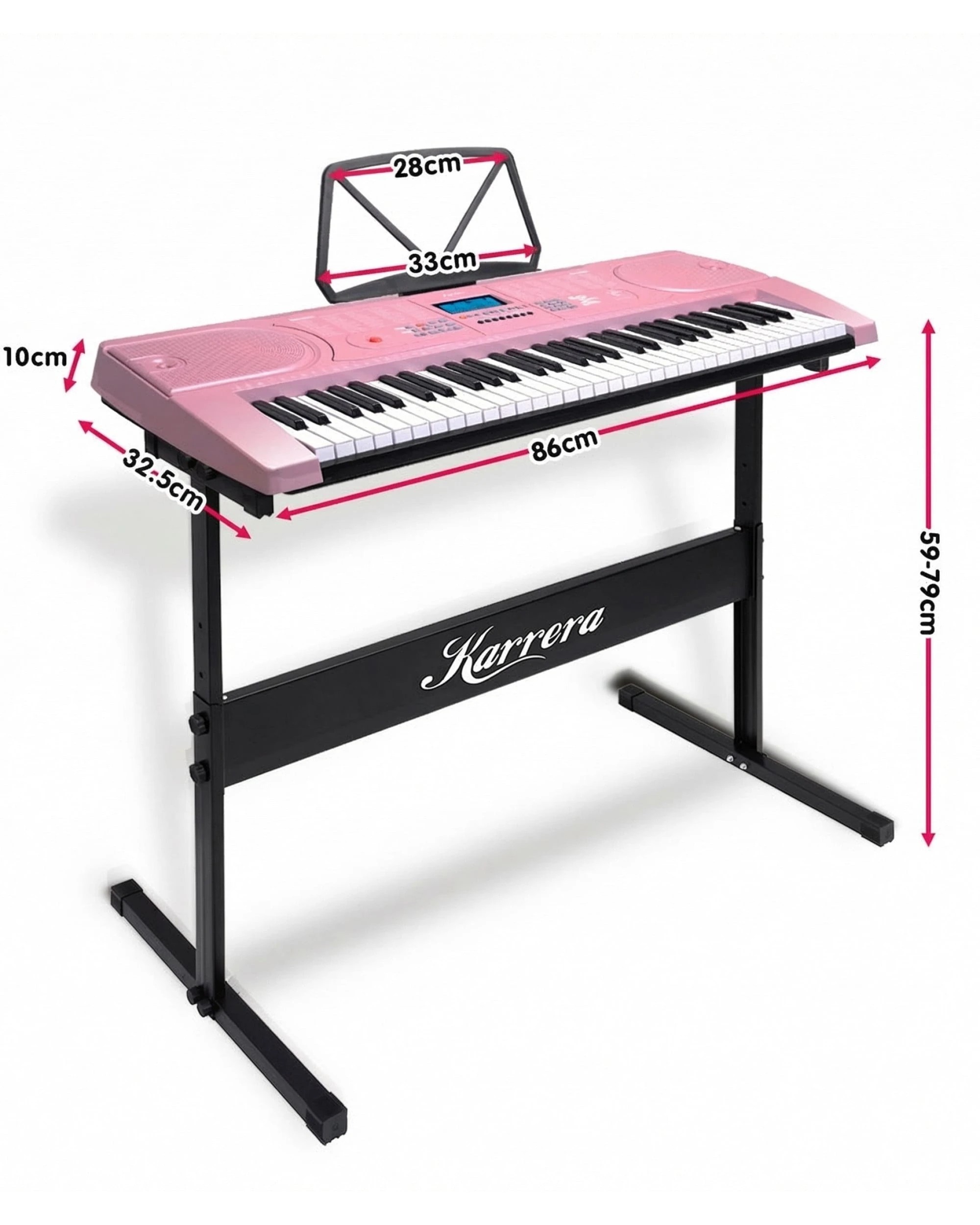 2 Karrera 61 Keys Electronic Keyboard Piano Music with Stand in Pink - Pink, 2 of 5
