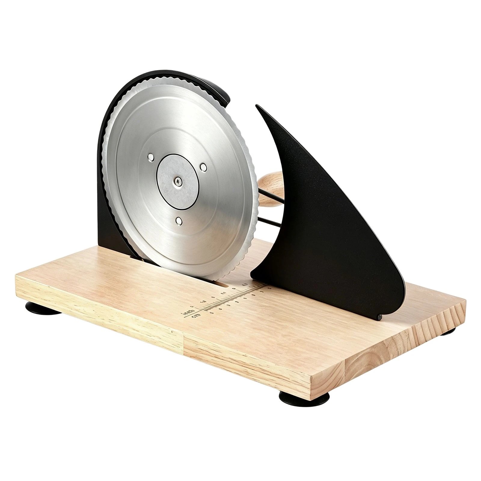 4 Ausway Hand Crank Manual Bread Slicer with Adjustable Thickness, Metal Guide, Scale Line & Solid Wood, 4 of 6