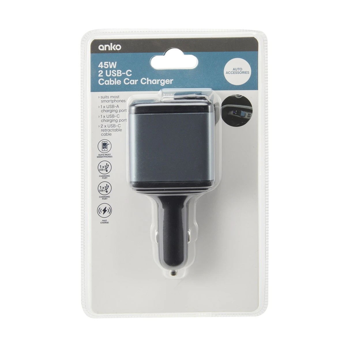 5 45W Dual USB-C Cable Car Charger, 5 of 5