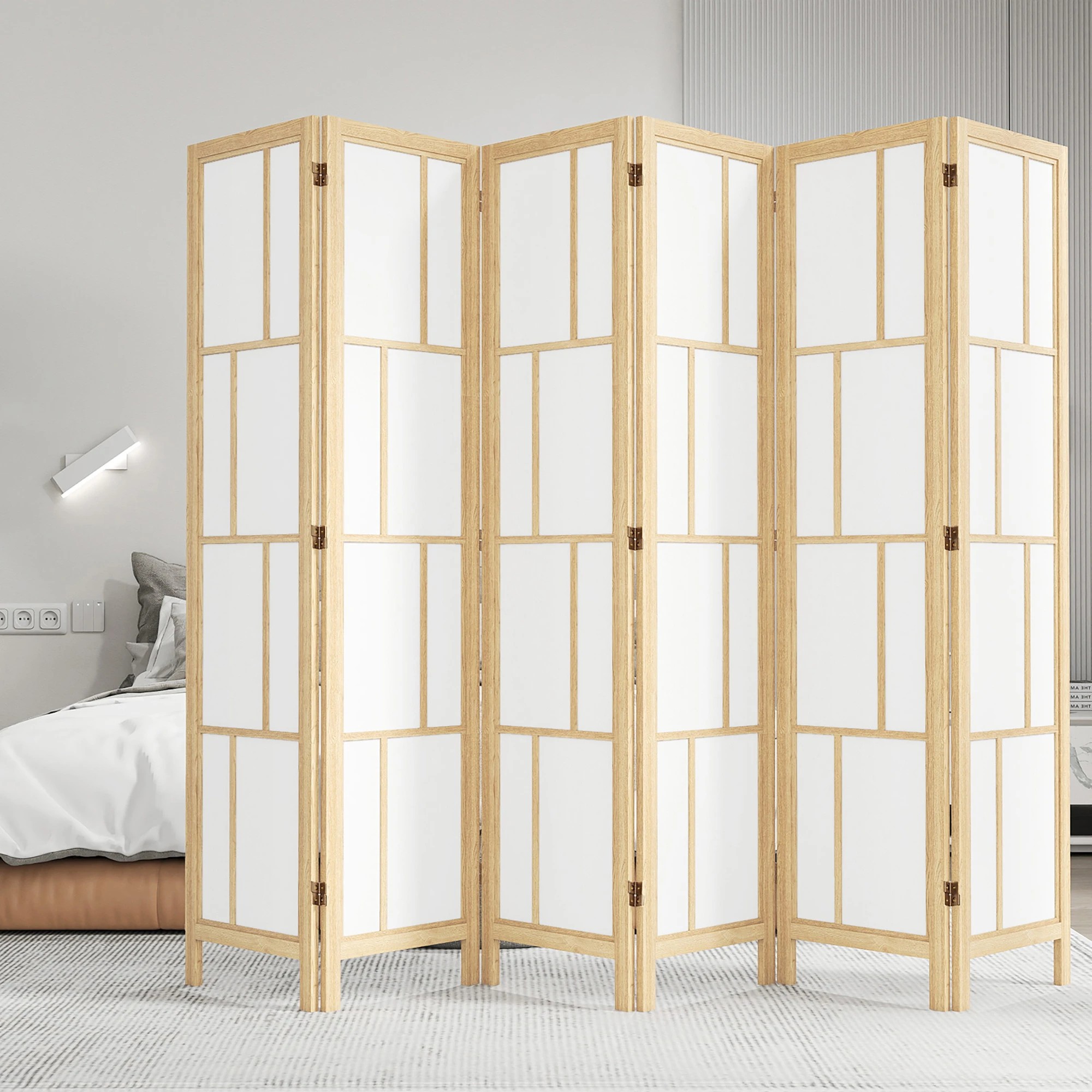 8 Levede 6 Panel Room Divider Folding Partition Freestanding Screen Wooden, 8 of 9