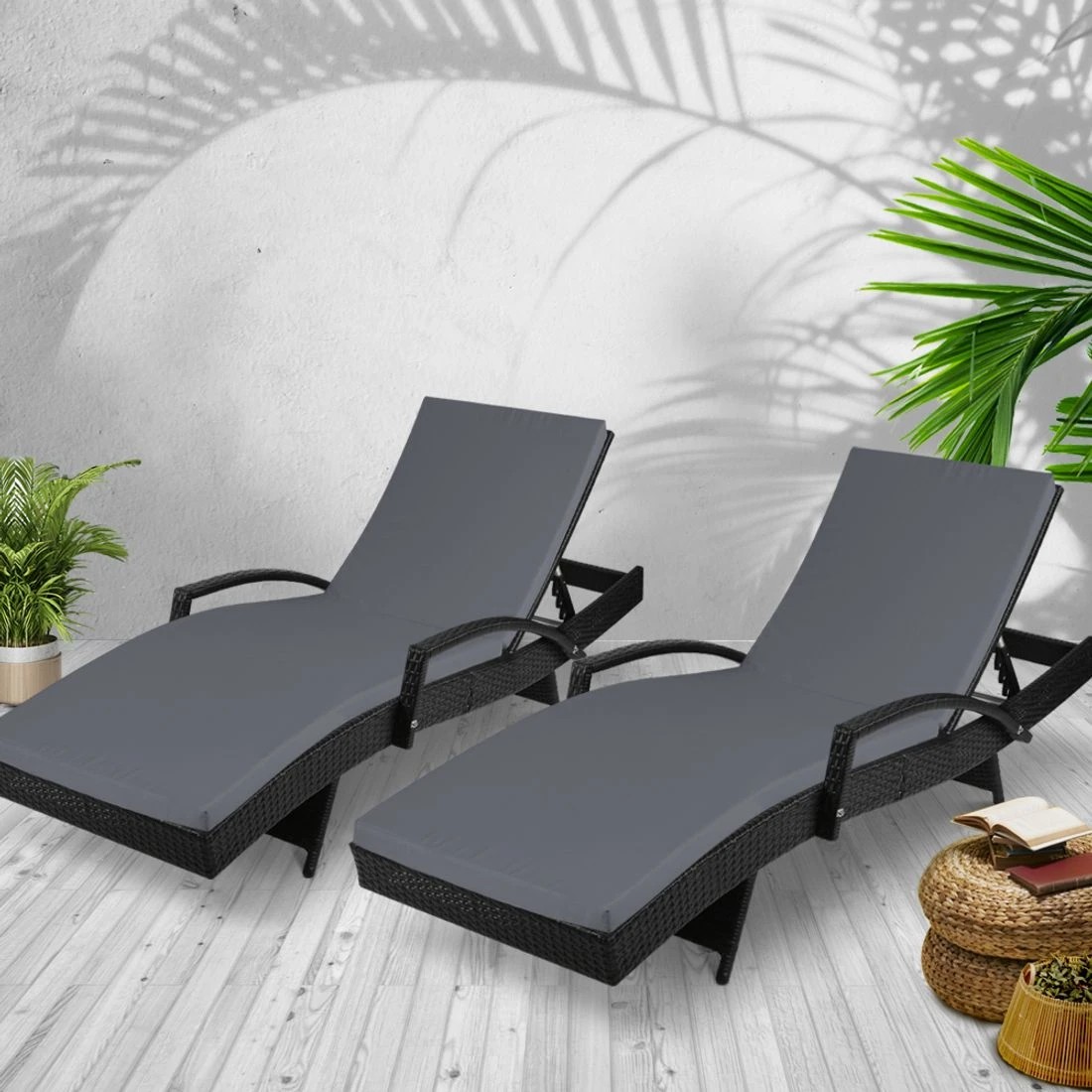 8 Gardeon 2PC Sun Lounge - Black, 8 of 8