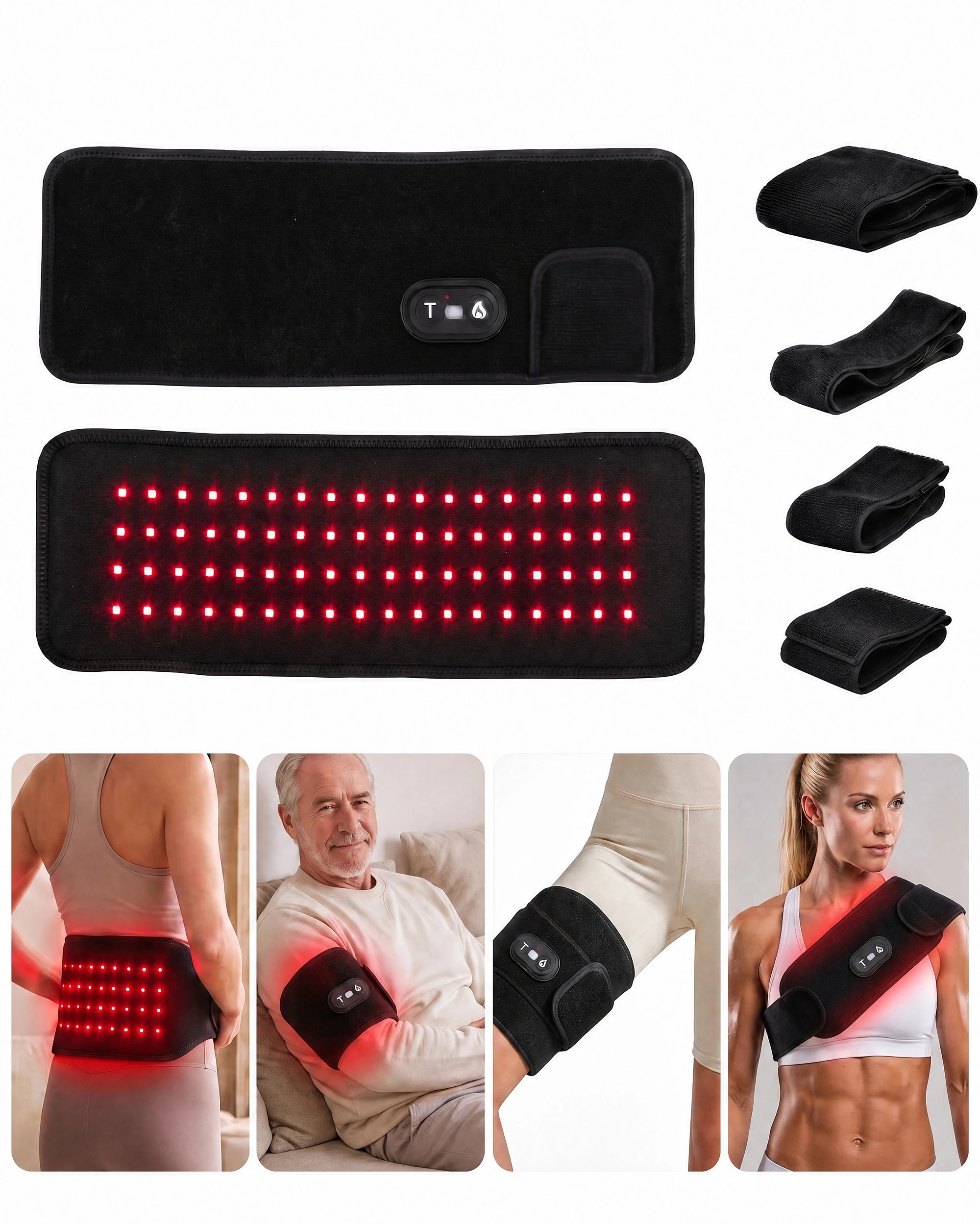 2 Advwin Red Light for Body, Cordless Red Light Belt 216 LEDs - Black, 2 of 9