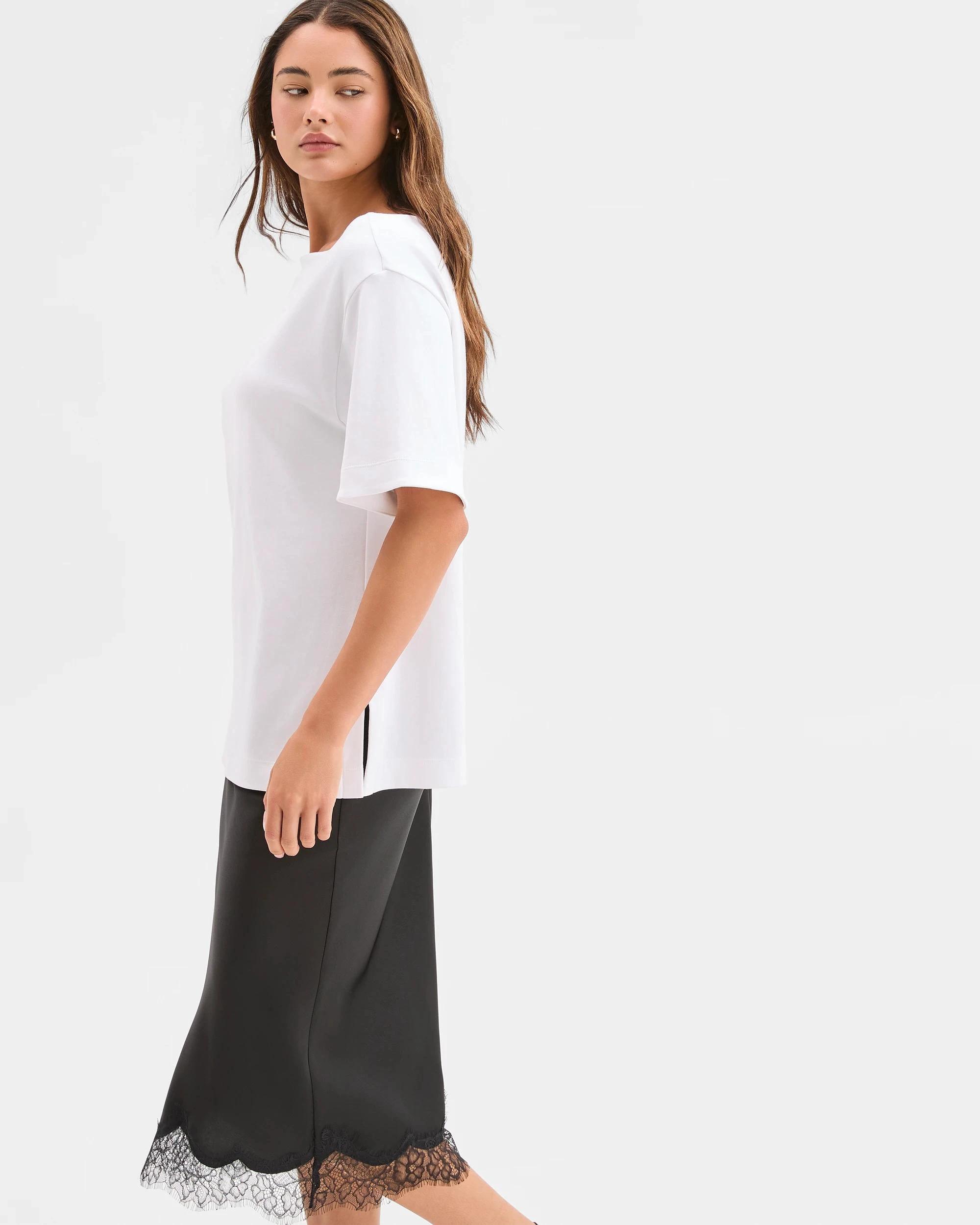 2 Lily Loves Australian Cotton Boat Neck Off Shoulder T-Shirt WHITE, 2 of 6