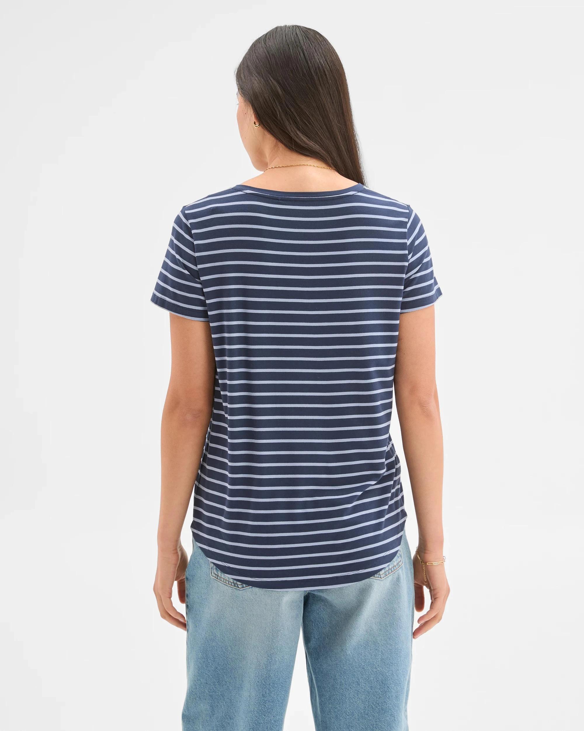 4 Target Woman Short Sleeve V-Neck T-Shirt NAVY BLAZER/DUSTY BLUE, 4 of 5