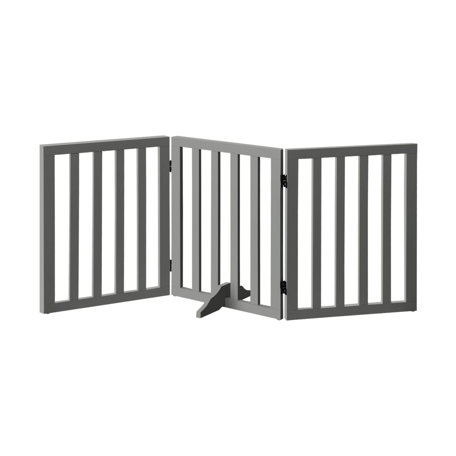 1 Alopet Wooden Pet Gate Dog Fence Safety Stair Barrier Security Door 3-Panel - Grey, 1 of 10