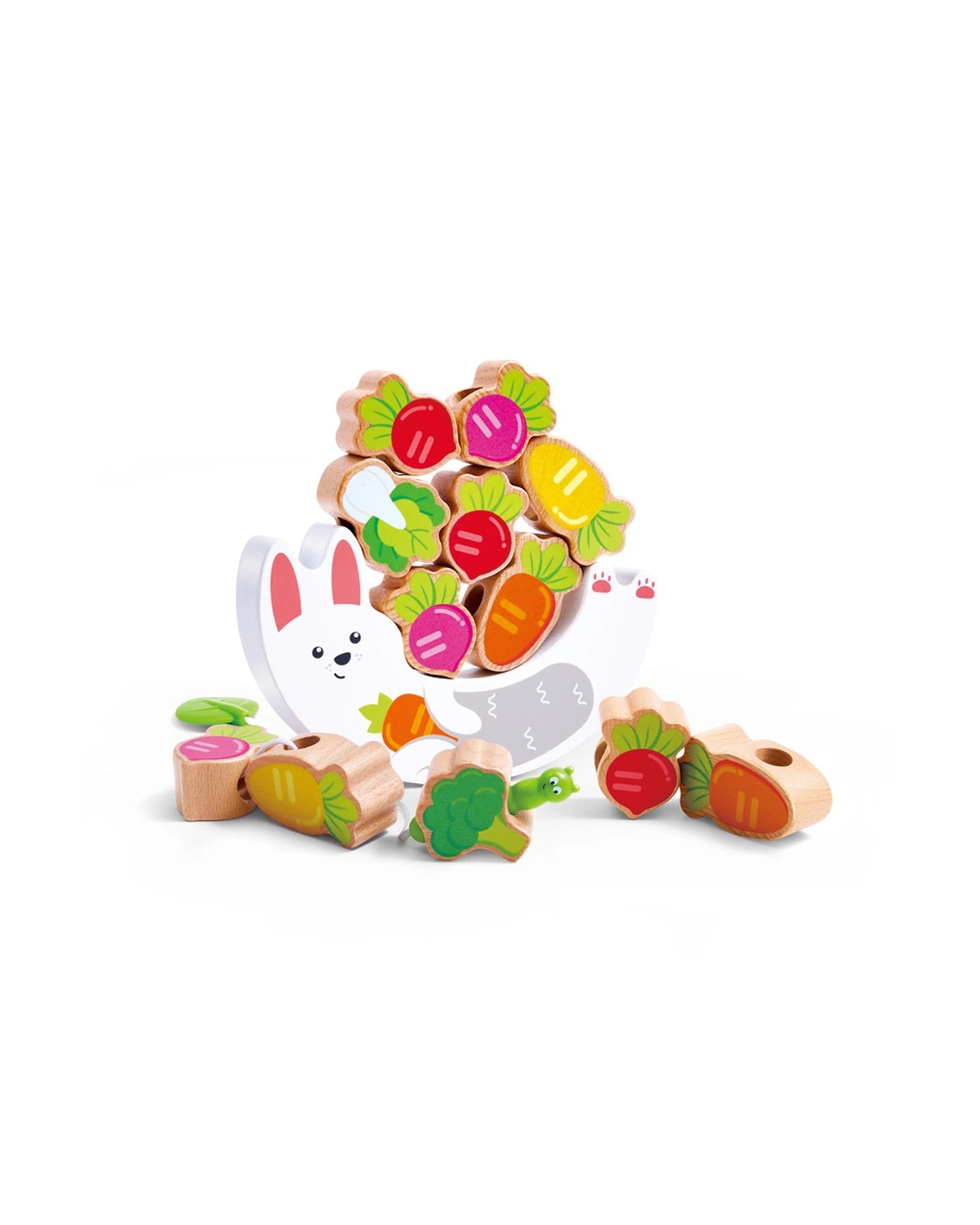 2 Hape Bunny Balance & Threading Game Colourful Veggies Stacking Activity Toy - Multi, 2 of 4