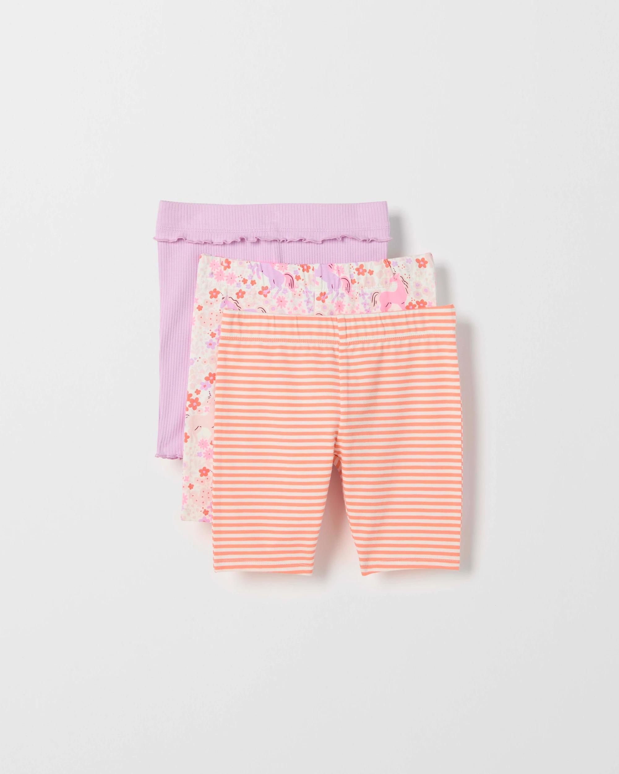 1 Target Kids Australian Cotton 3 Pack Bike Shorts MULTI UNICORN, 1 of 5