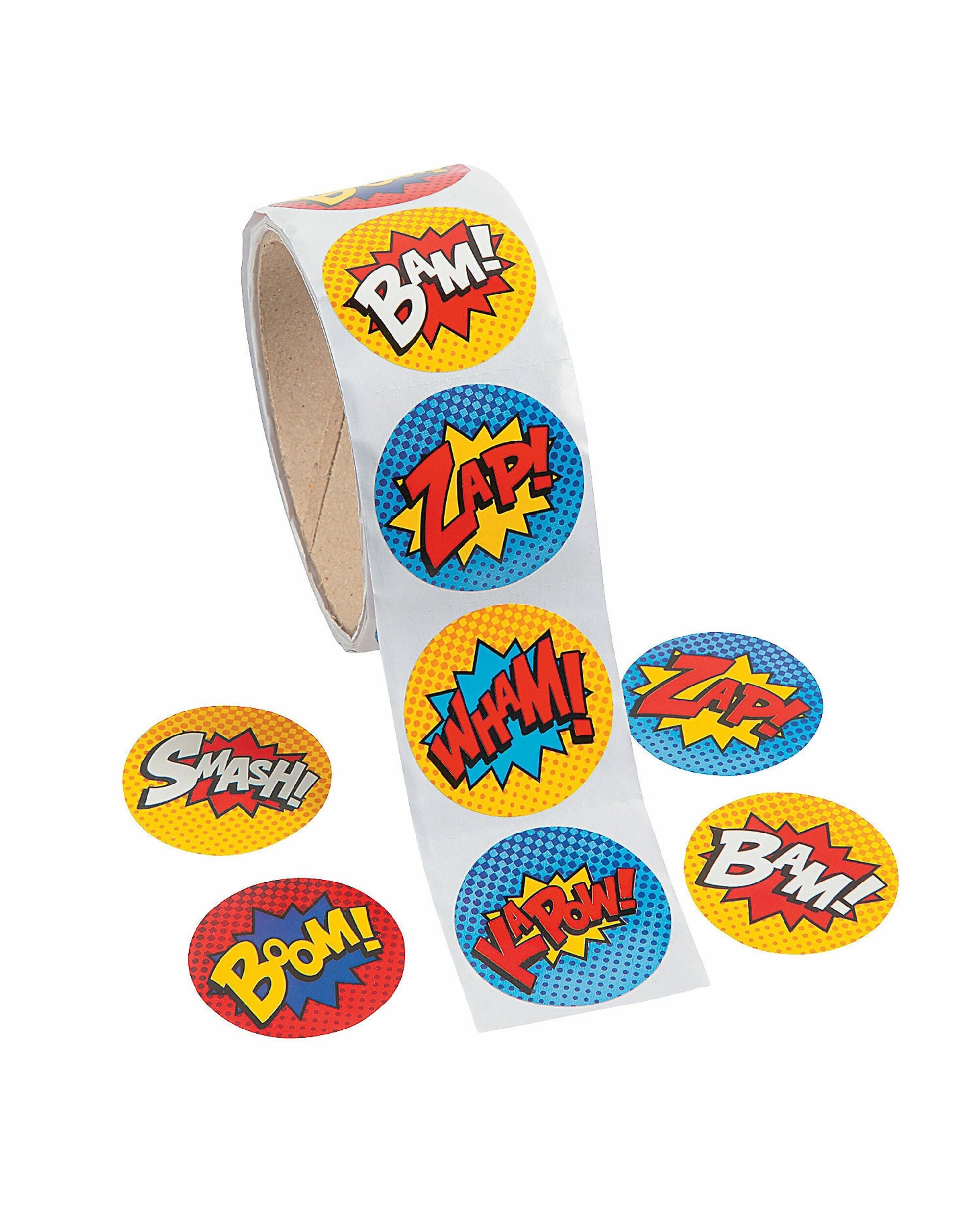 1 Partyrama Superhero Stickers Roll of 100, 1 of 1