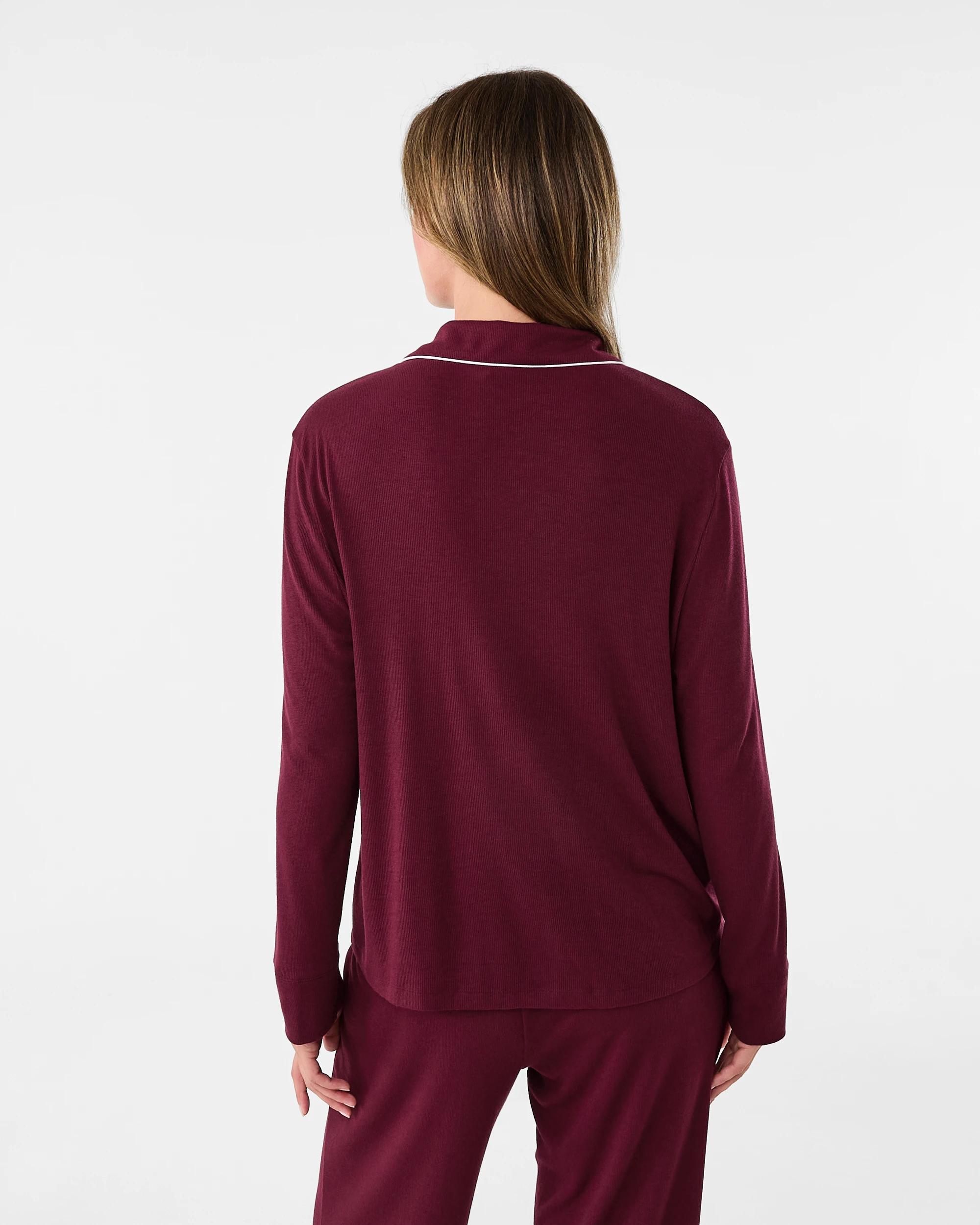 3 Long Sleeve Top and Pants Comfort Rib Pyjama Set Velvet Red, 3 of 7