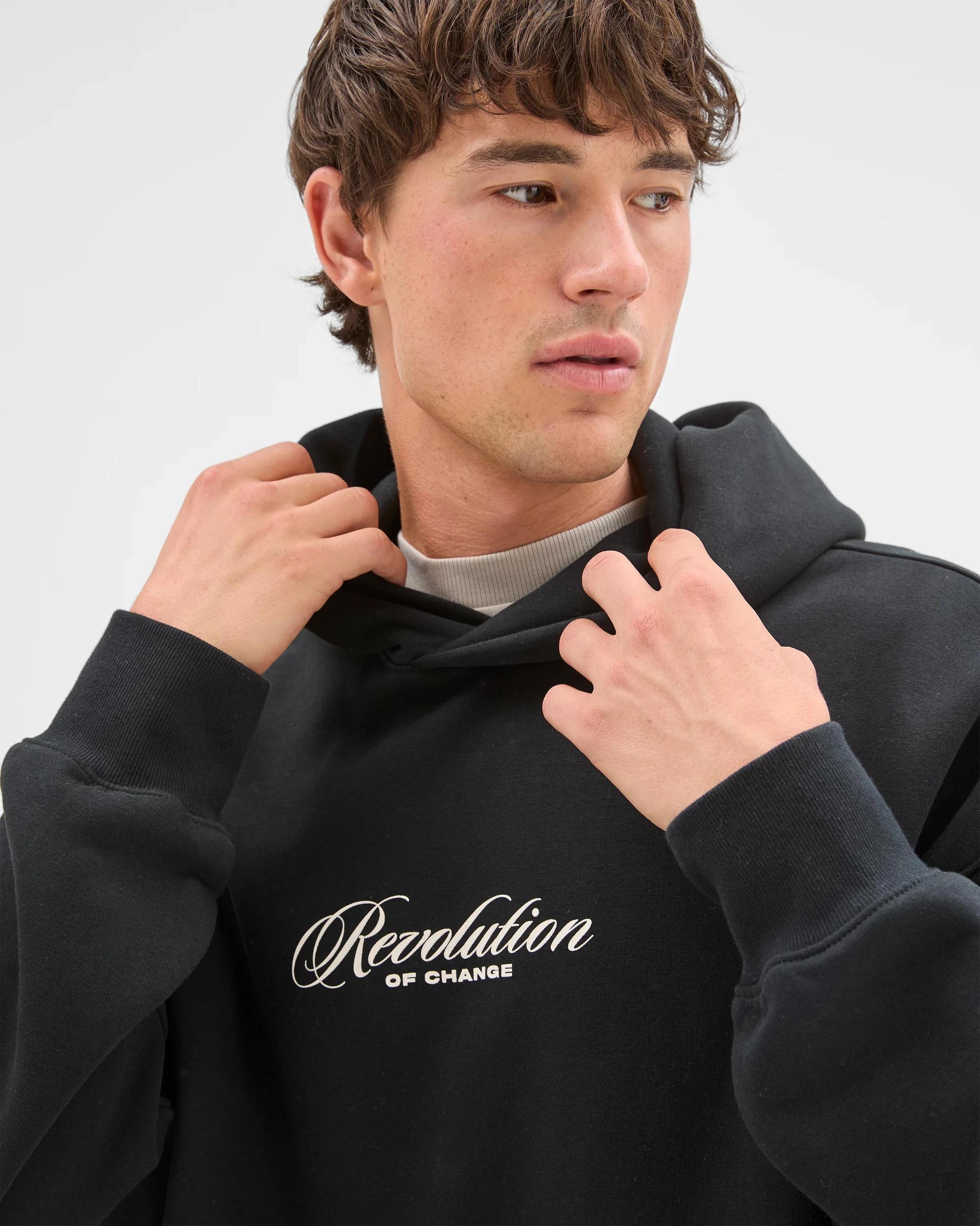 4 Commons Australian Cotton Blend Heavyweight Graphic Hoodie BLACK REVOLUTION, 4 of 6