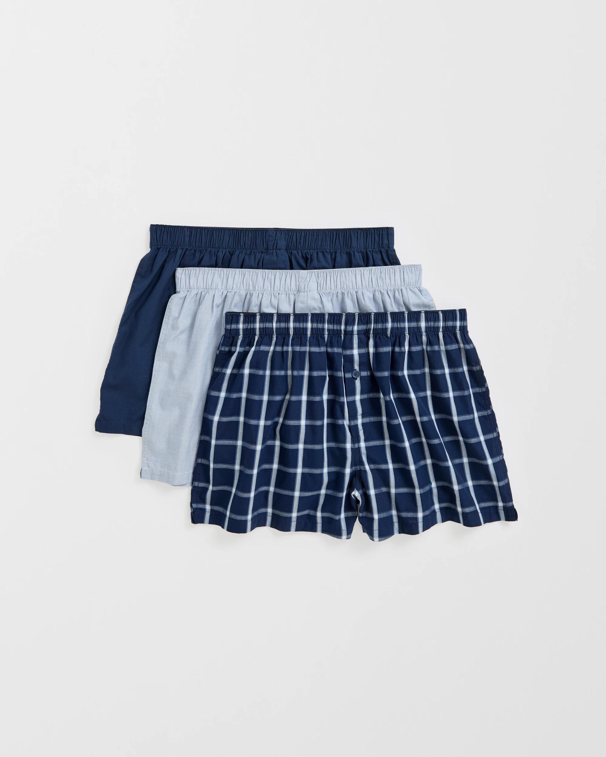 1 Maxx 3 Pack Woven Boxers NAVY CHECK, 1 of 1