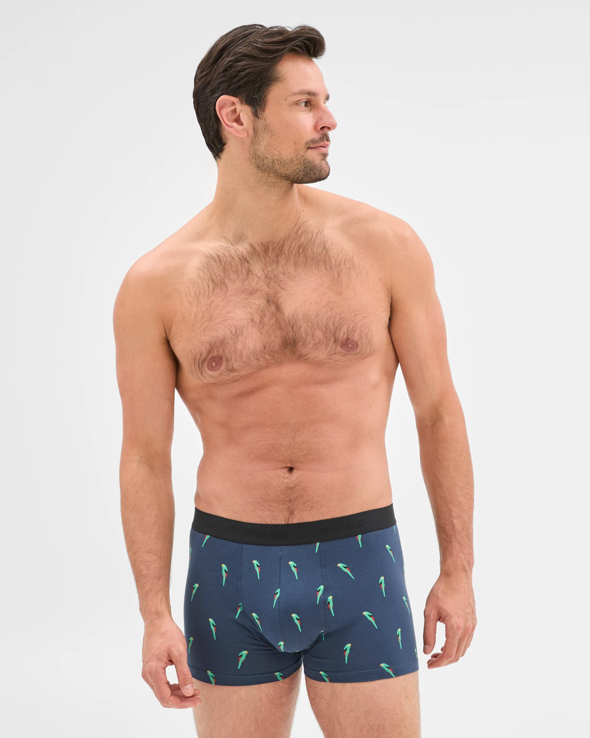2 Australian Cotton Blend Men's Hipster Trunks 3 Pack - Maxx BIRDS NAVY/GREEN/BLACK, 2 of 4