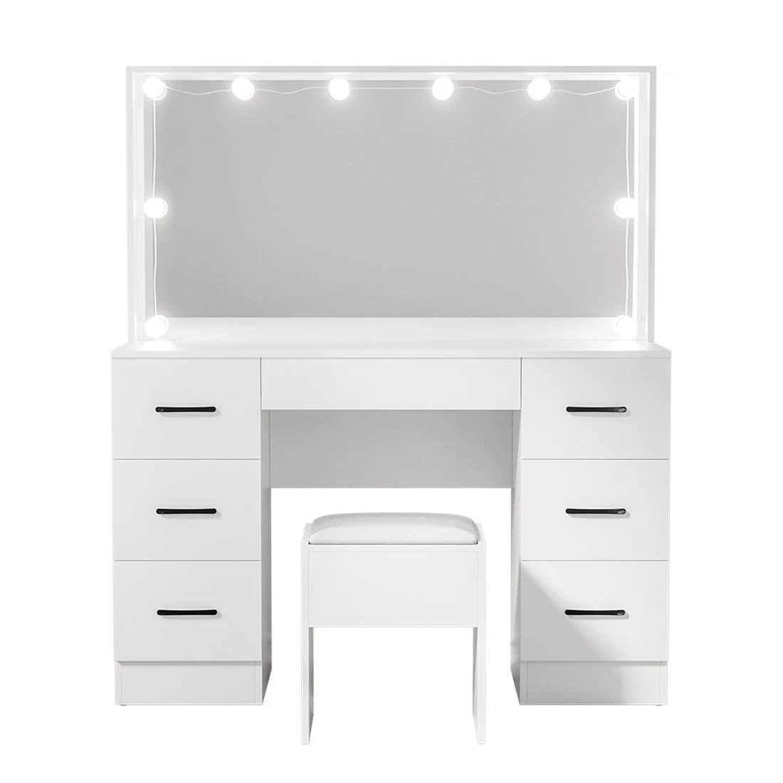 5 Artiss Dressing Table Set Stool 10 Led Bulbs - White, 5 of 8