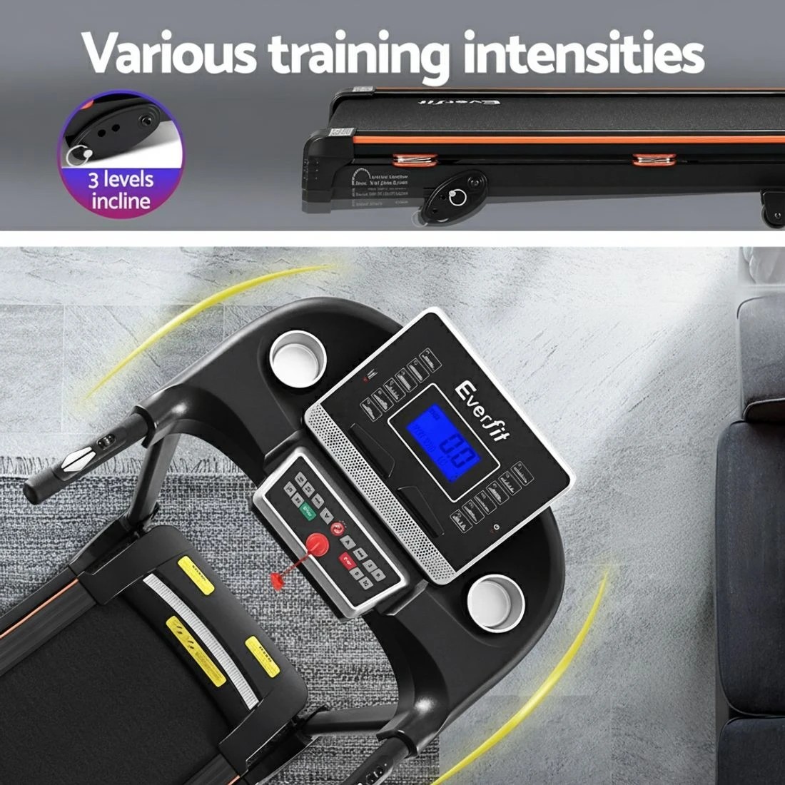 6 Everfit Treadmill Electric Home Gym Fitness Exercise Machine Hydraulic 420mm - Black, 6 of 7