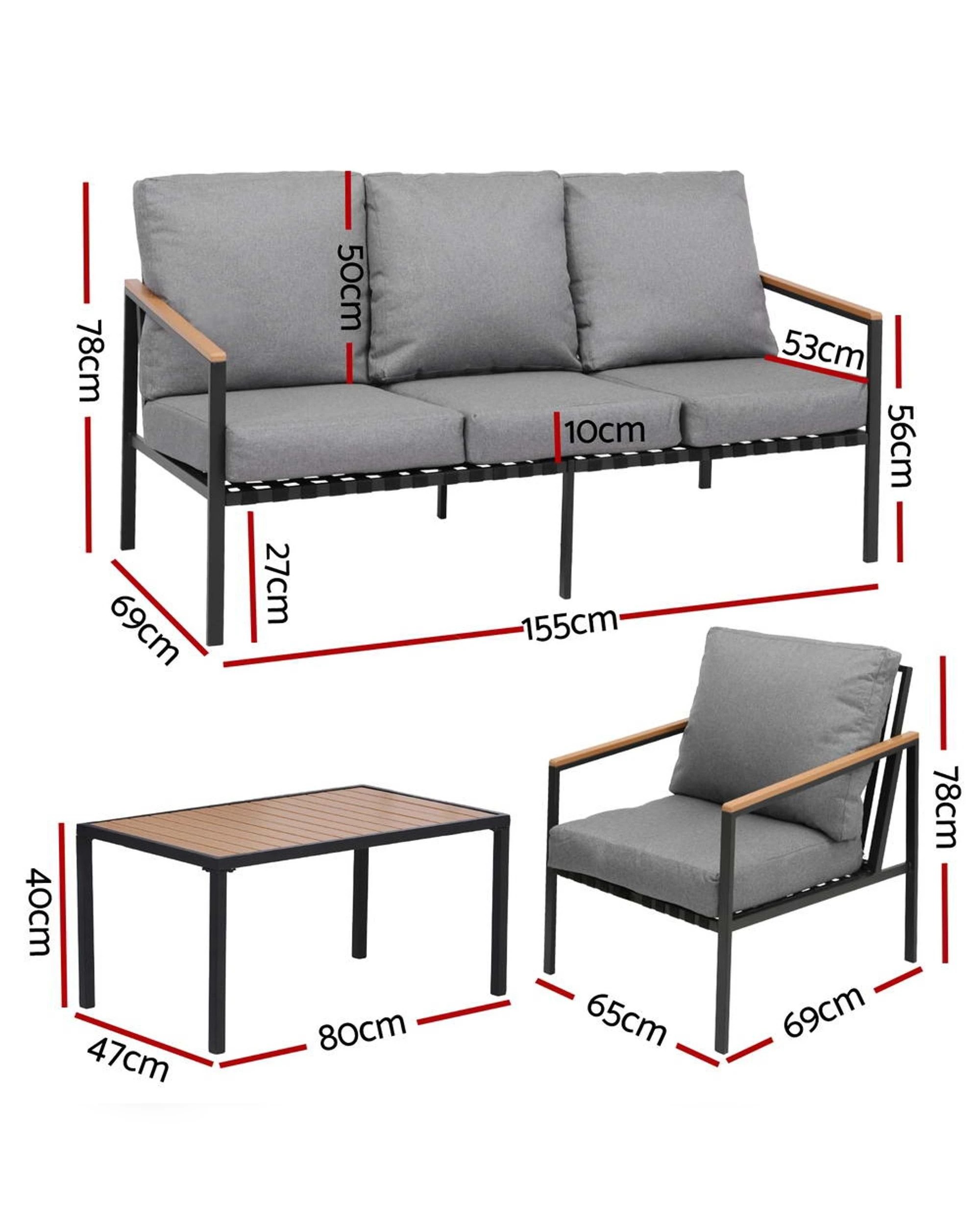 2 Gardeon 5 Seater Outdoor Sofa Set 4PCS Table Chair Garden Bench Patio Furniture - Multi, 2 of 6