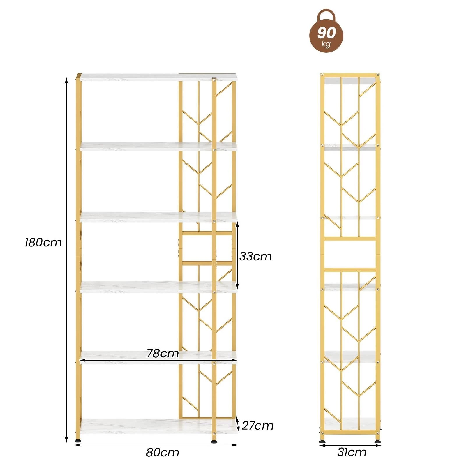 3 Costway 6-Tier Bookshelf Modern Geometric Bookcase w/2 Anti-tipping Kits Display Storage Rack - White, 3 of 3