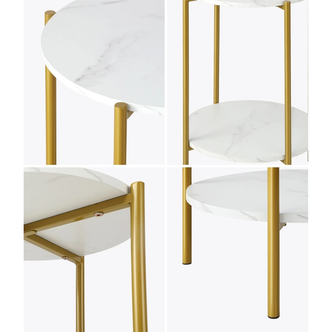 3 Oikiture Side End Table Coffee Sofa Bedside Nightstand Marble-like Round
 - Multi, 3 of 8