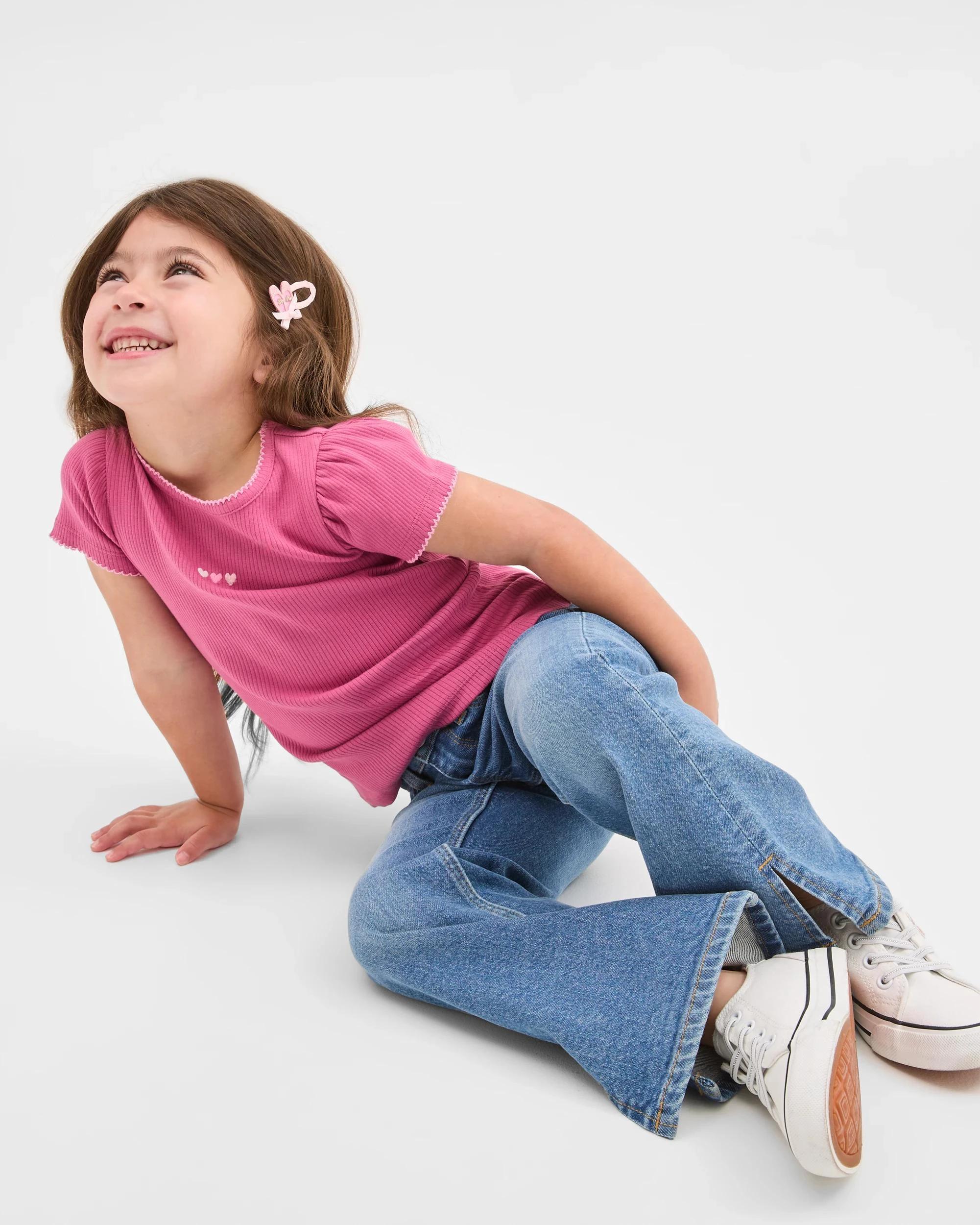 3 Target Kids Australian Cotton Pointelle Picot Trim T-Shirt PINK, 3 of 6