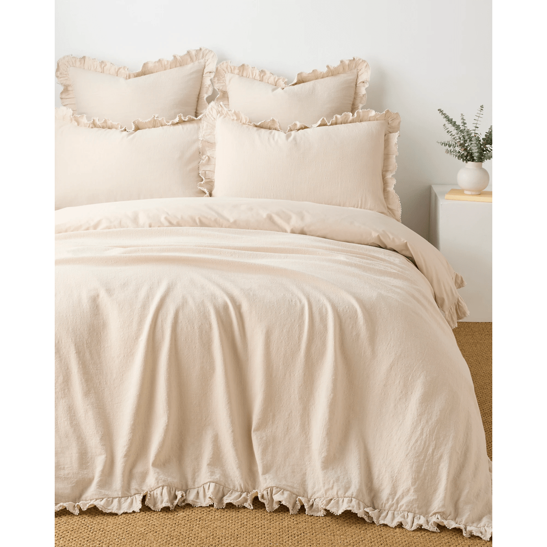 1 Target Kiara Australian Cotton Textured Stonewash Ruffle Quilt Cover Set
 - Queen Bed
 - Natural, 1 of 3