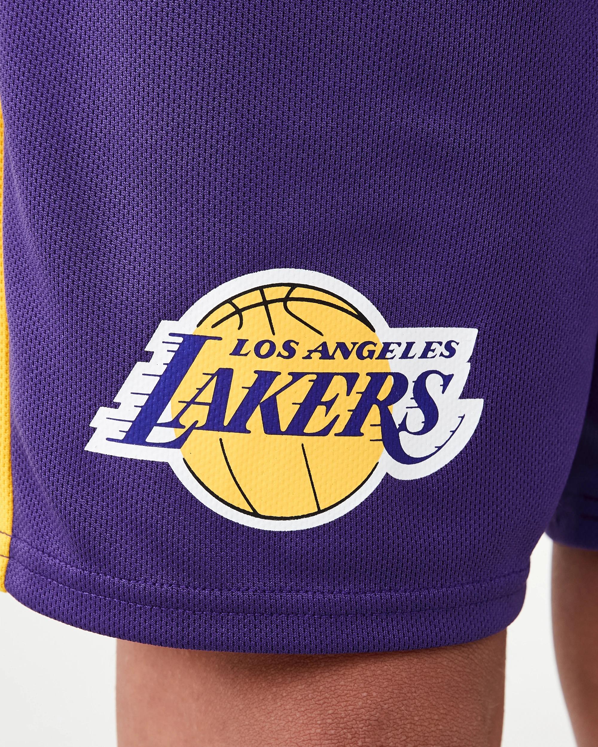 4 Official NBA Kids Mesh Shorts PURPLE LAKERS, 4 of 8