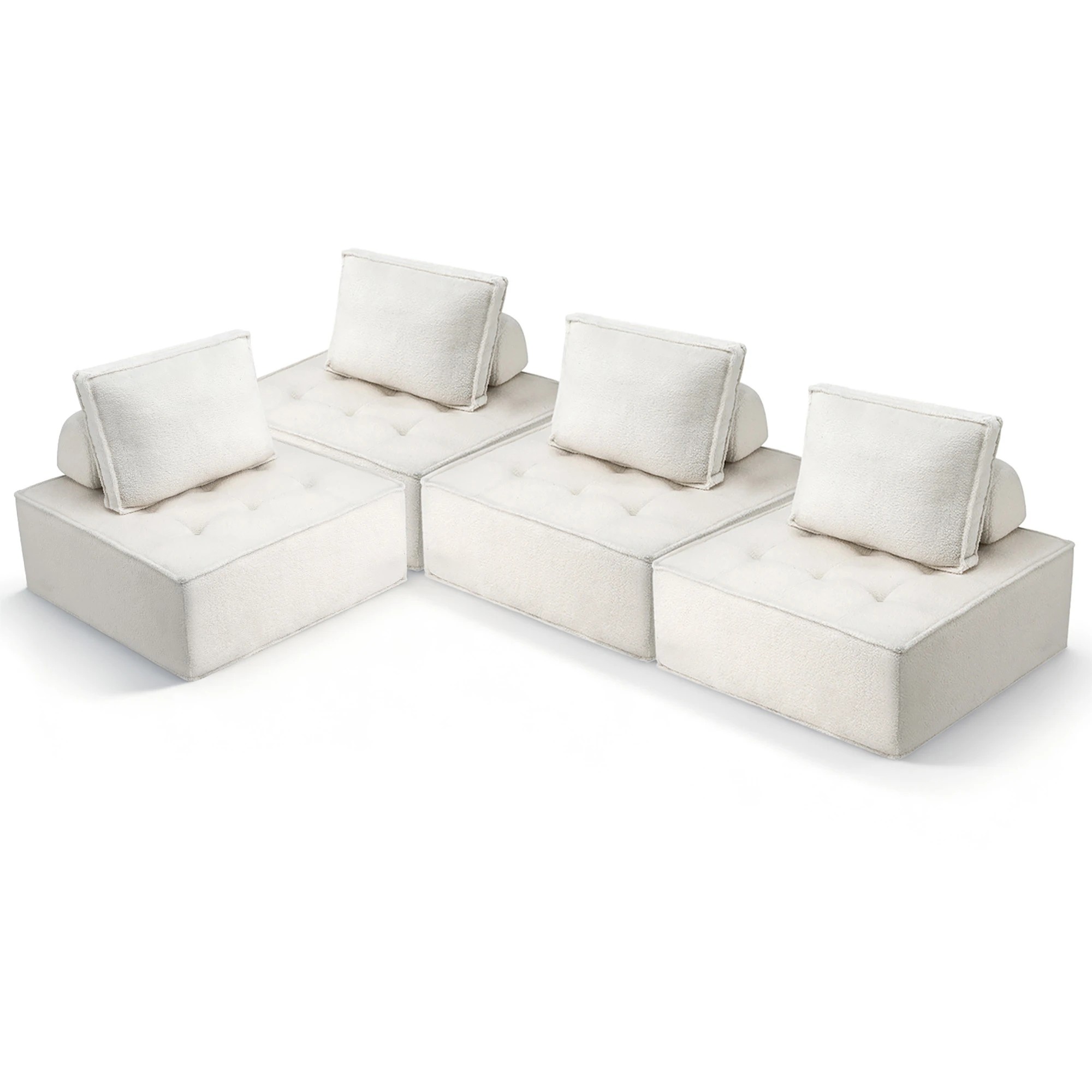 1 Artiss Floor Sofa Lounge Chair 4 Seater with Pillow - White, 1 of 8