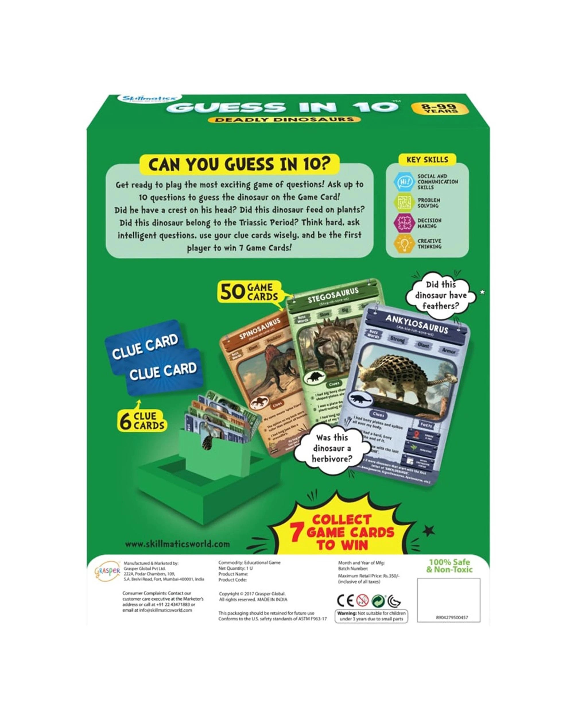 3 Skillmatics Guess in 10 Deadly Dinosaurs Card Game, 3 of 3