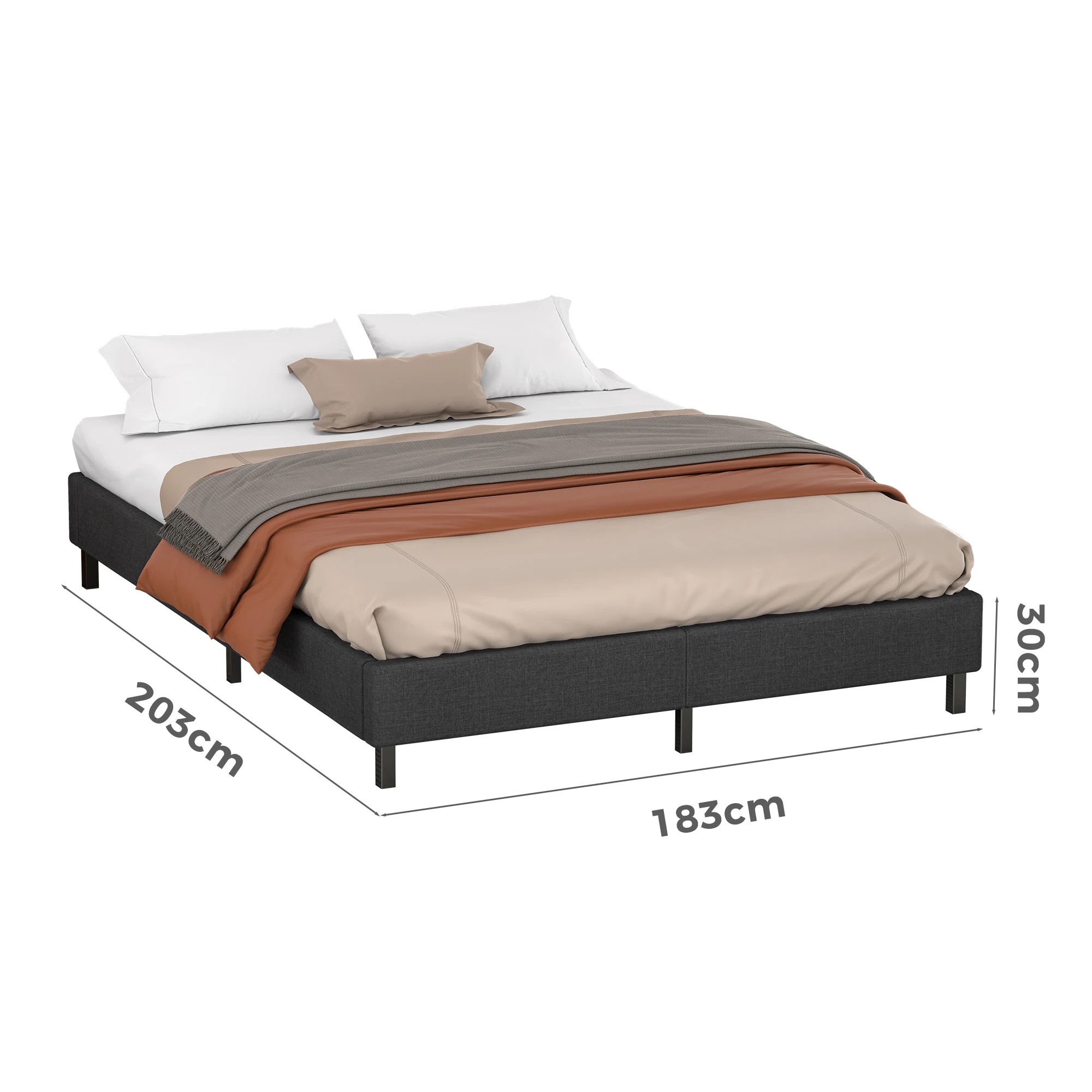 7 Alfordson Bed Frame King Size Mattress Base Foundation Fabric Basel - Charcoal, 7 of 10