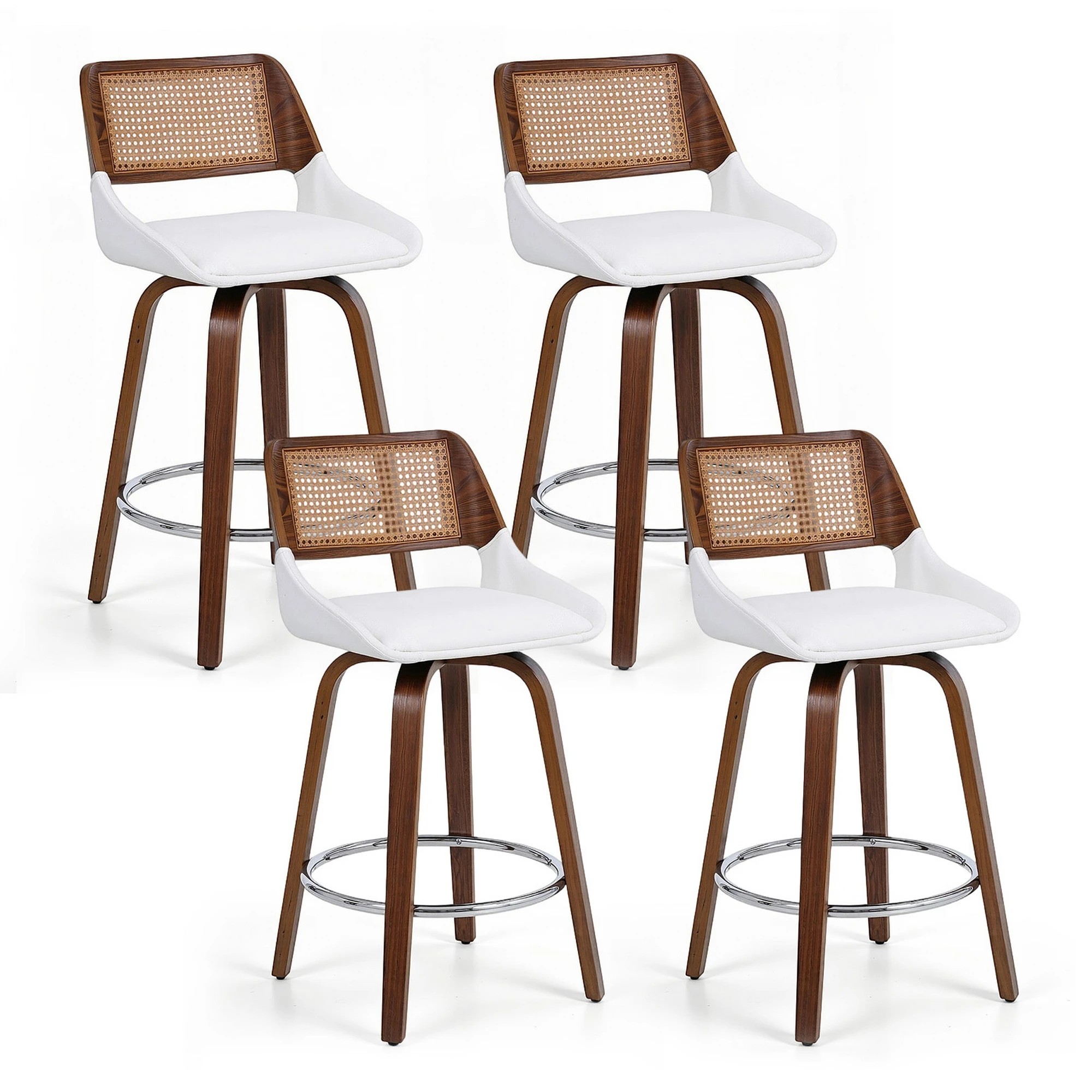 1 Artiss Wooden Bar Stools Set of 4 Swivel Kitchen Counter Stool Chair 60cm Seat - Multi, 1 of 2