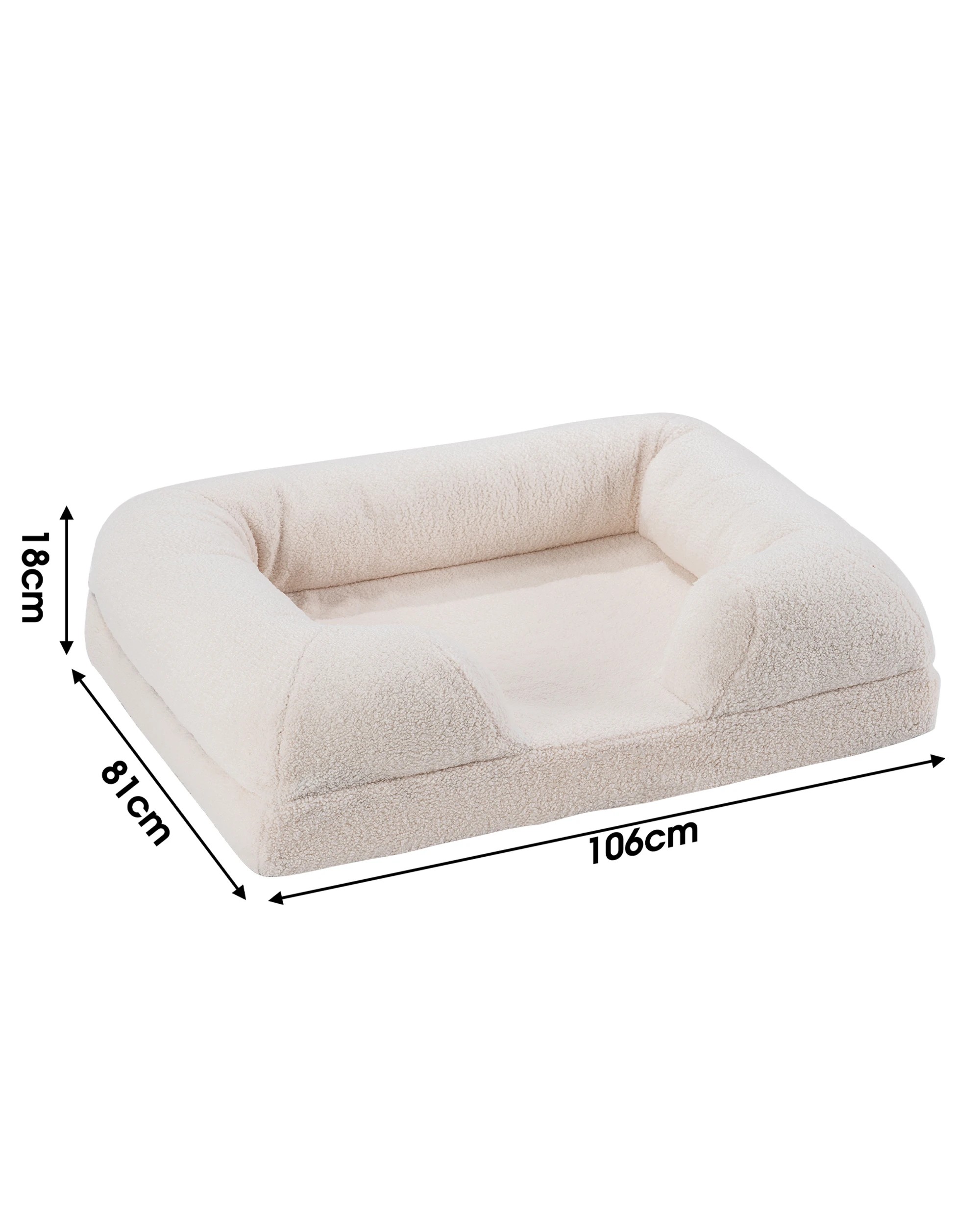 9 Petzly Memory Foam Dog Bed Plush Pet Sofa Calming Bed Washable White X Large 106CM, 9 of 9