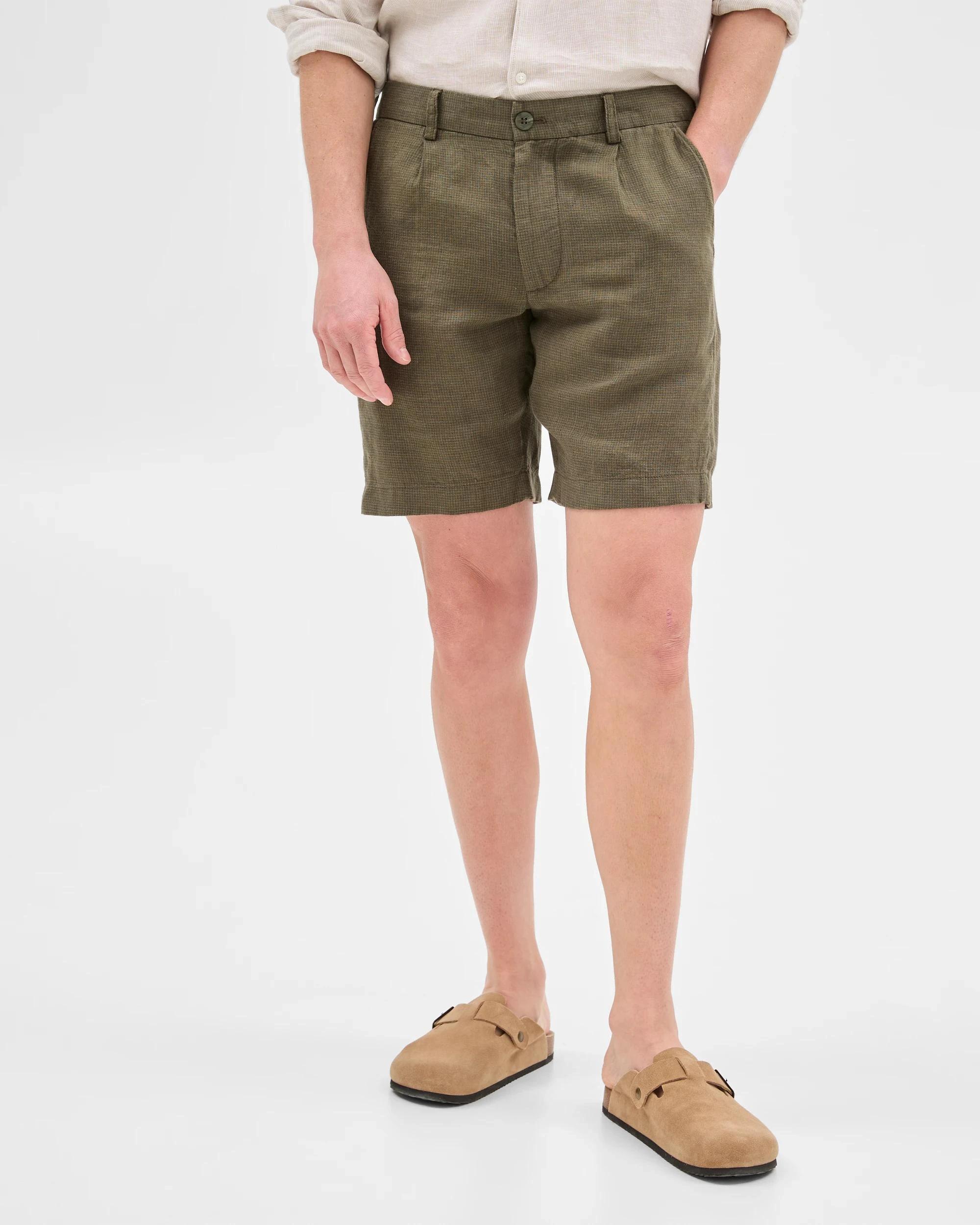3 Target European Linen Pleated Chino Shorts KHAKI, 3 of 6