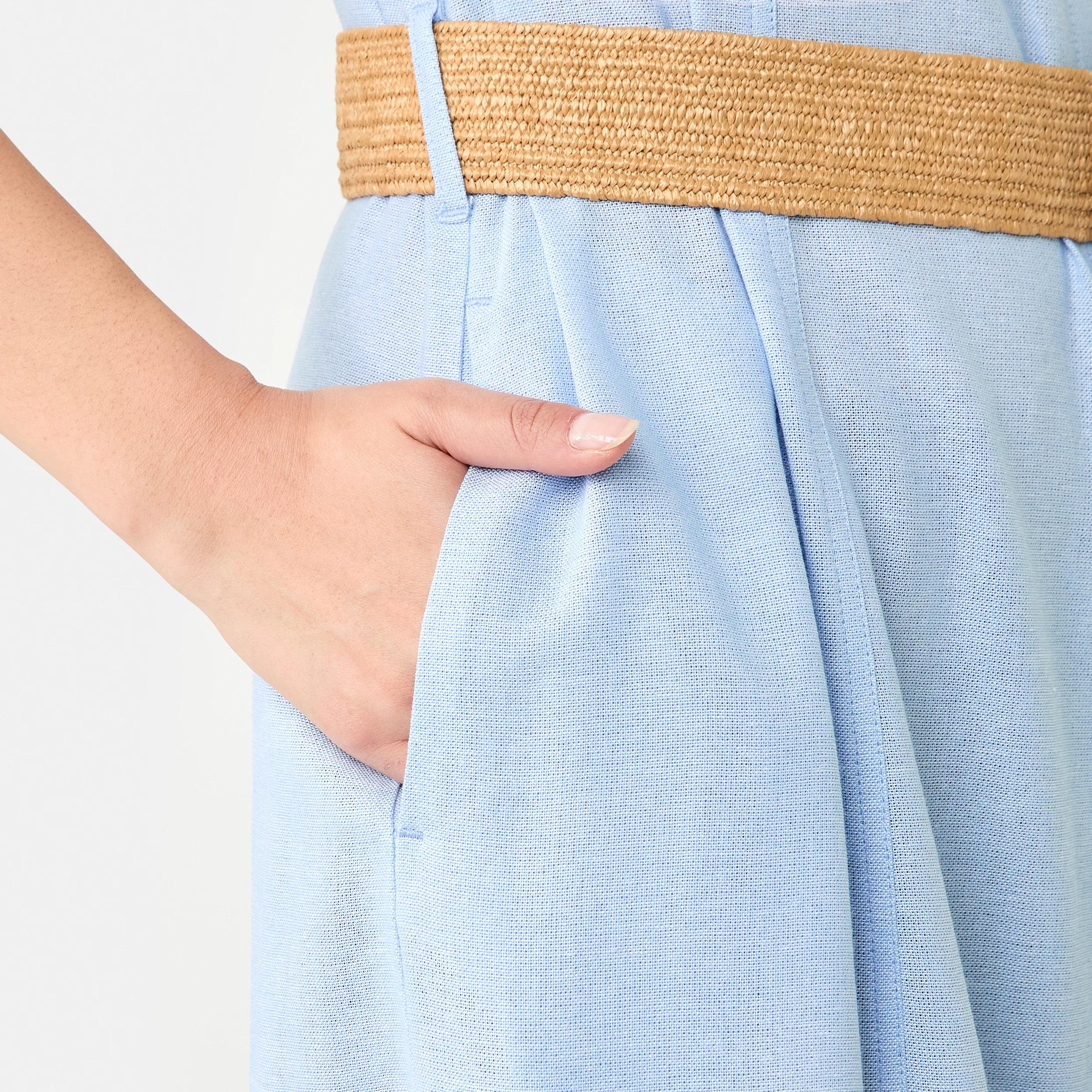 8 Sleeveless Collared Linen Blend Midi Dress Bruni Blue, 8 of 8
